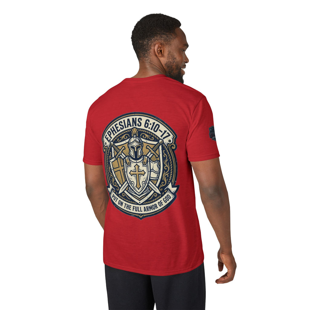 Christian Gym T-Shirt — "Lift It All Anyway" / Ephesians 6:10–17 Armor of God Fitness Tee
