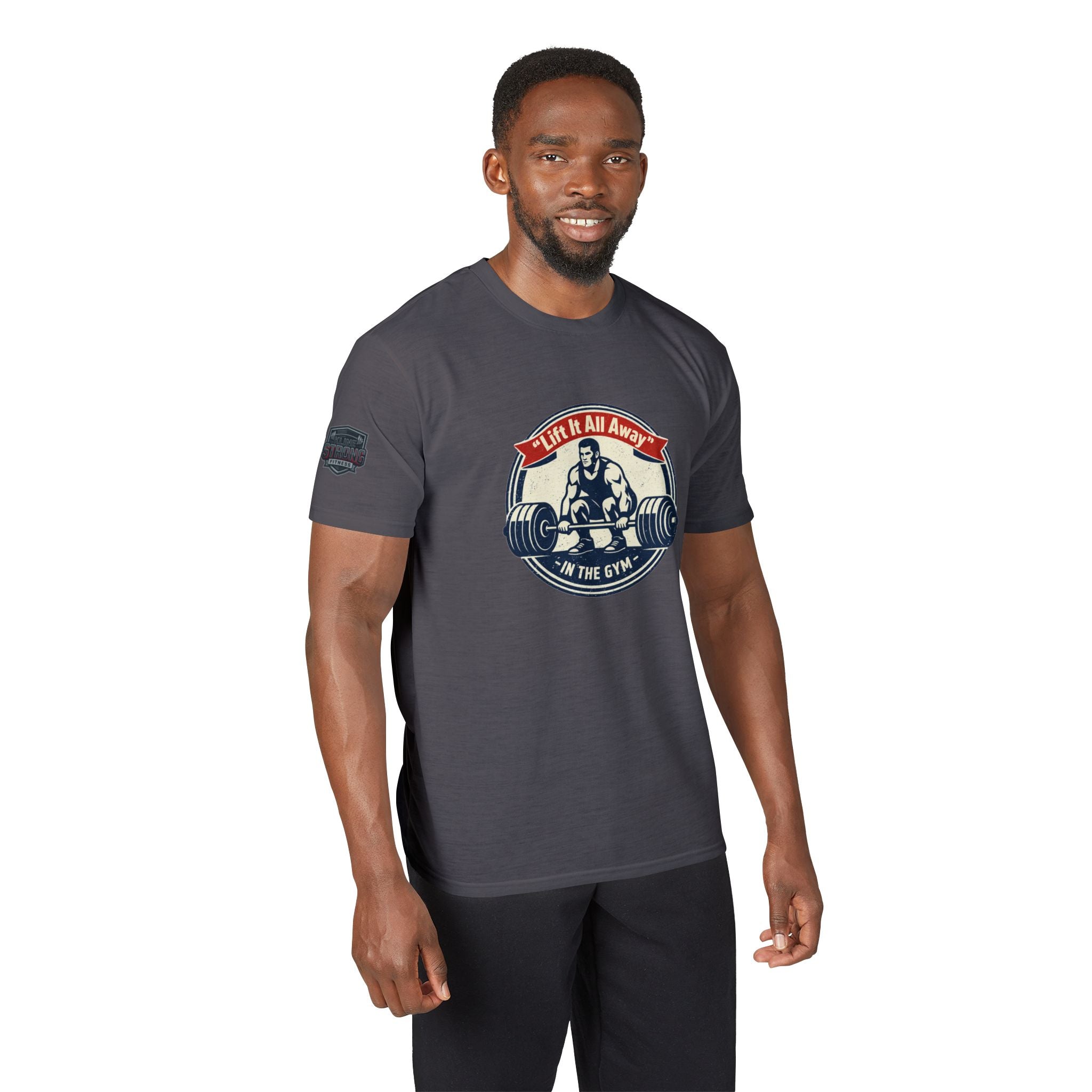 Christian Gym T-Shirt — "Lift It All Anyway" / Ephesians 6:10–17 Armor of God Fitness Tee