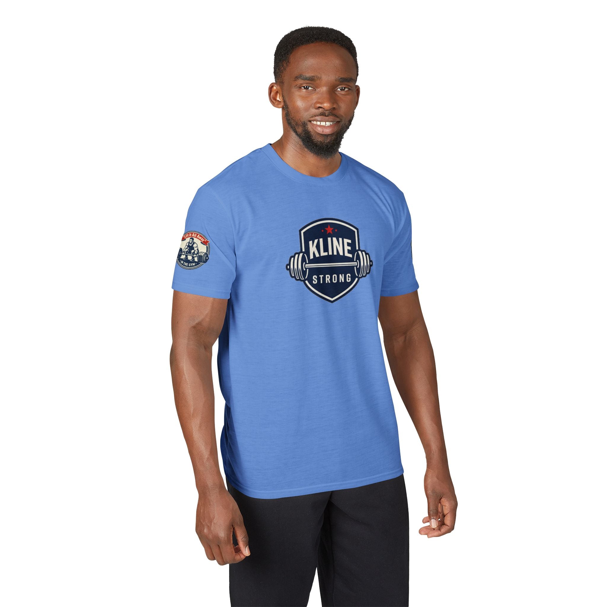 Performance T-Shirt — "Kline Strong" Fitness Tee with Motivational Back Patch: "The Hardest Struggles Come Before The Biggest Blessings"