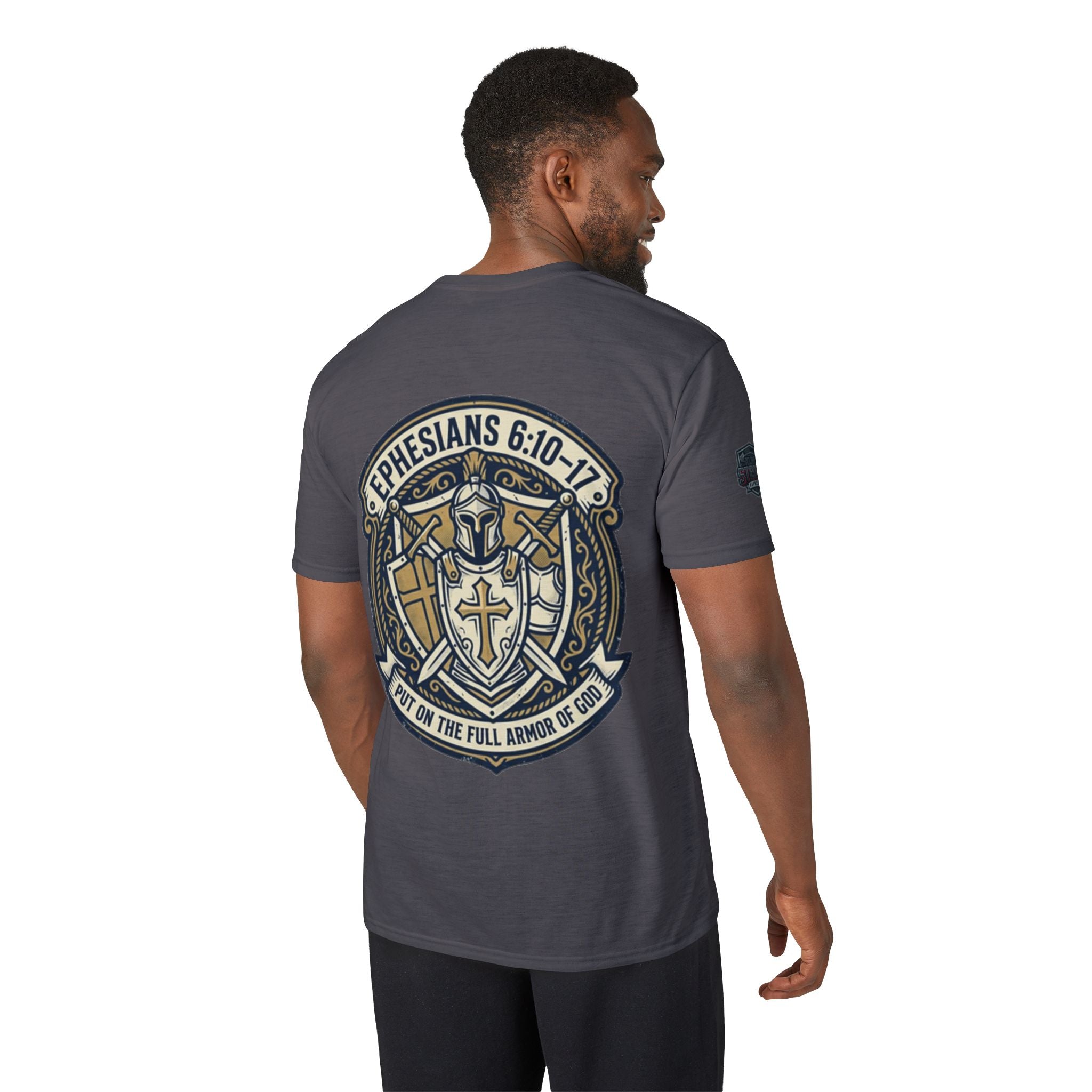 Christian Gym T-Shirt — "Lift It All Anyway" / Ephesians 6:10–17 Armor of God Fitness Tee