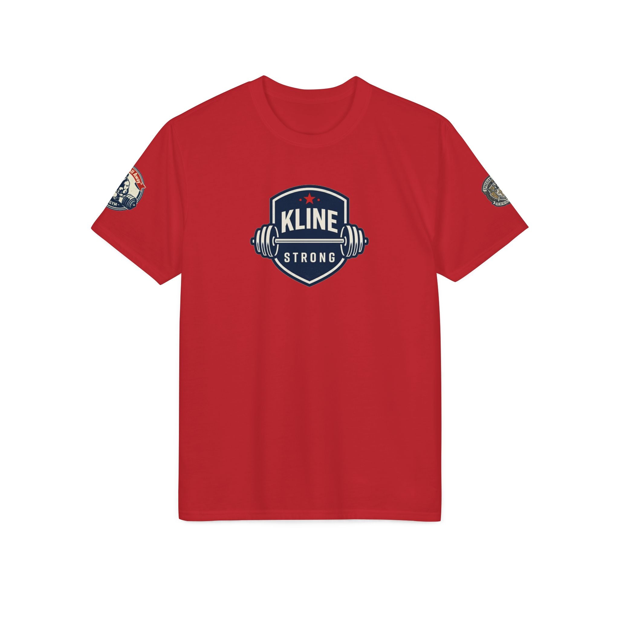 Performance T-Shirt — "Kline Strong" Fitness Tee with Motivational Back Patch: "The Hardest Struggles Come Before The Biggest Blessings"