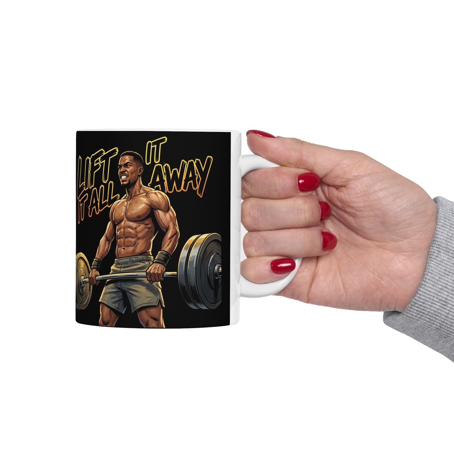 Gym Mug — "Lift It All" Weightlifting Ceramic Coffee Cup (11oz, 15oz)