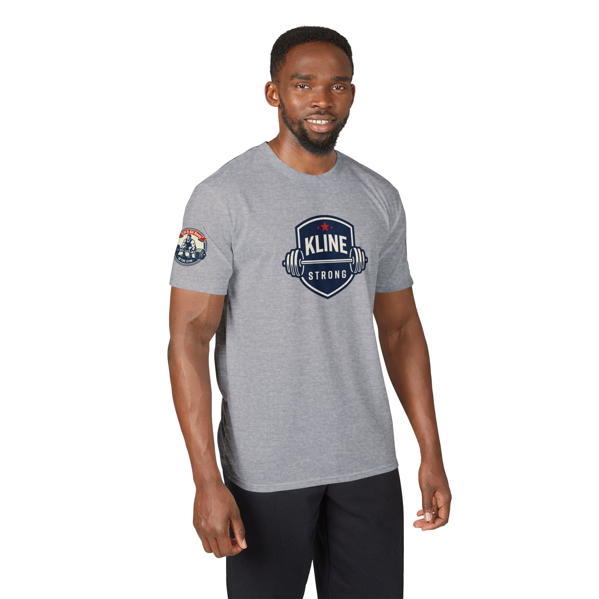 Performance T-Shirt — "Kline Strong" Fitness Tee with Motivational Back Patch: "The Hardest Struggles Come Before The Biggest Blessings"