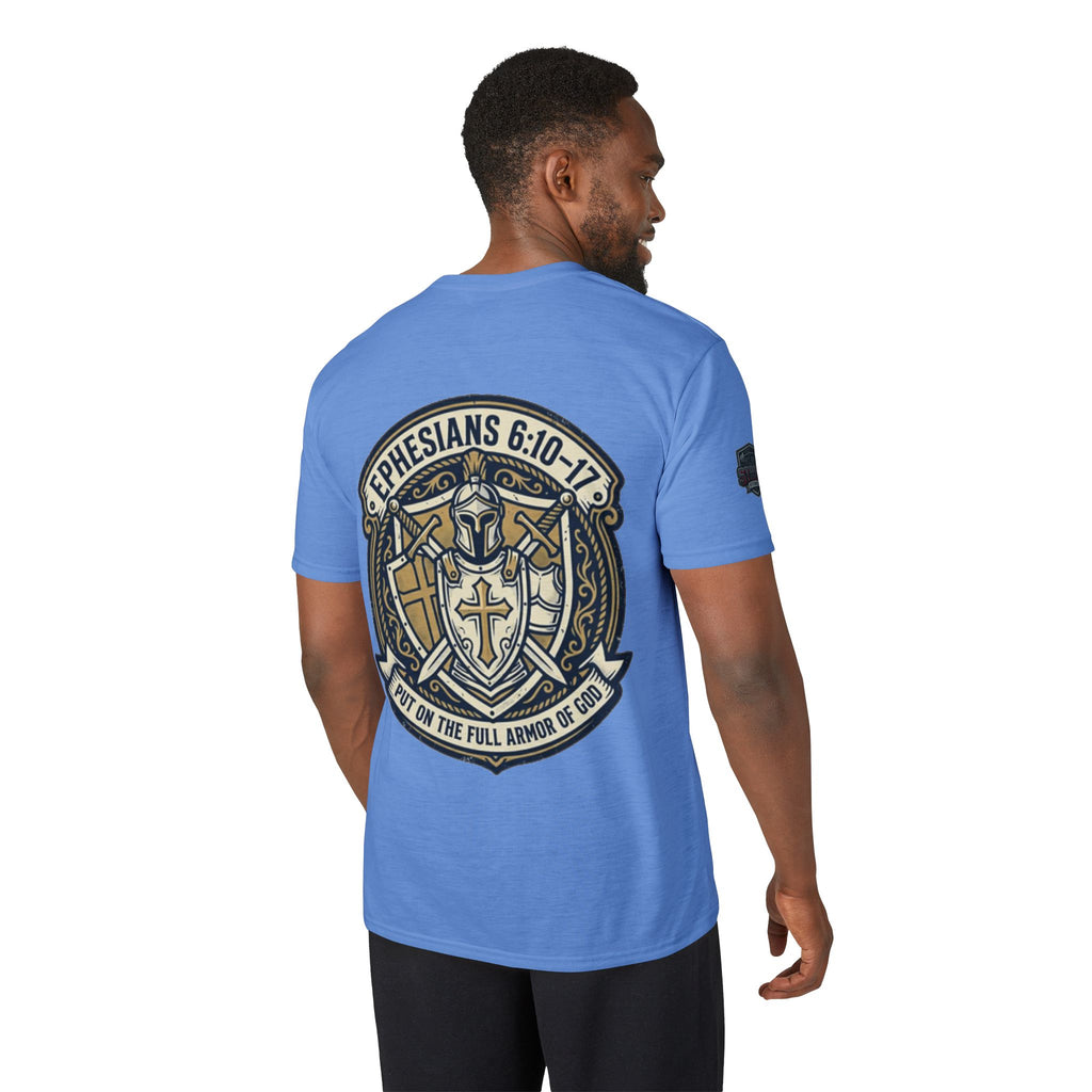 Christian Gym T-Shirt — "Lift It All Anyway" / Ephesians 6:10–17 Armor of God Fitness Tee