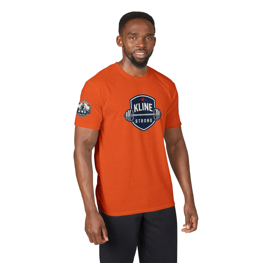 Performance T-Shirt — "Kline Strong" Fitness Tee with Motivational Back Patch: "The Hardest Struggles Come Before The Biggest Blessings"