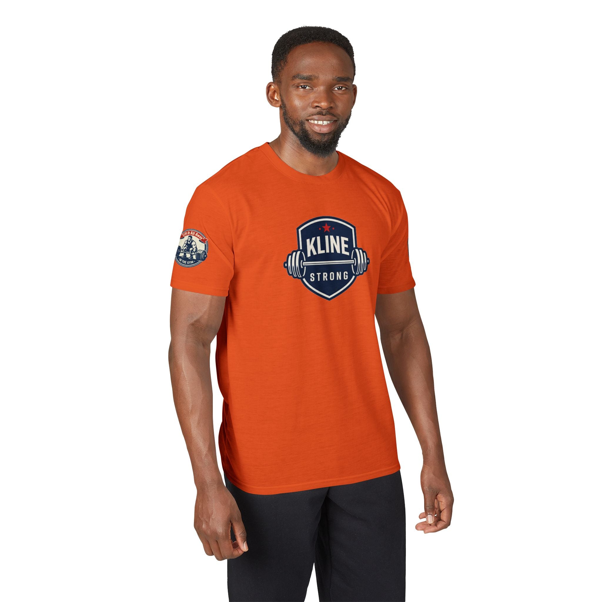 Performance T-Shirt — "Kline Strong" Fitness Tee with Motivational Back Patch: "The Hardest Struggles Come Before The Biggest Blessings"