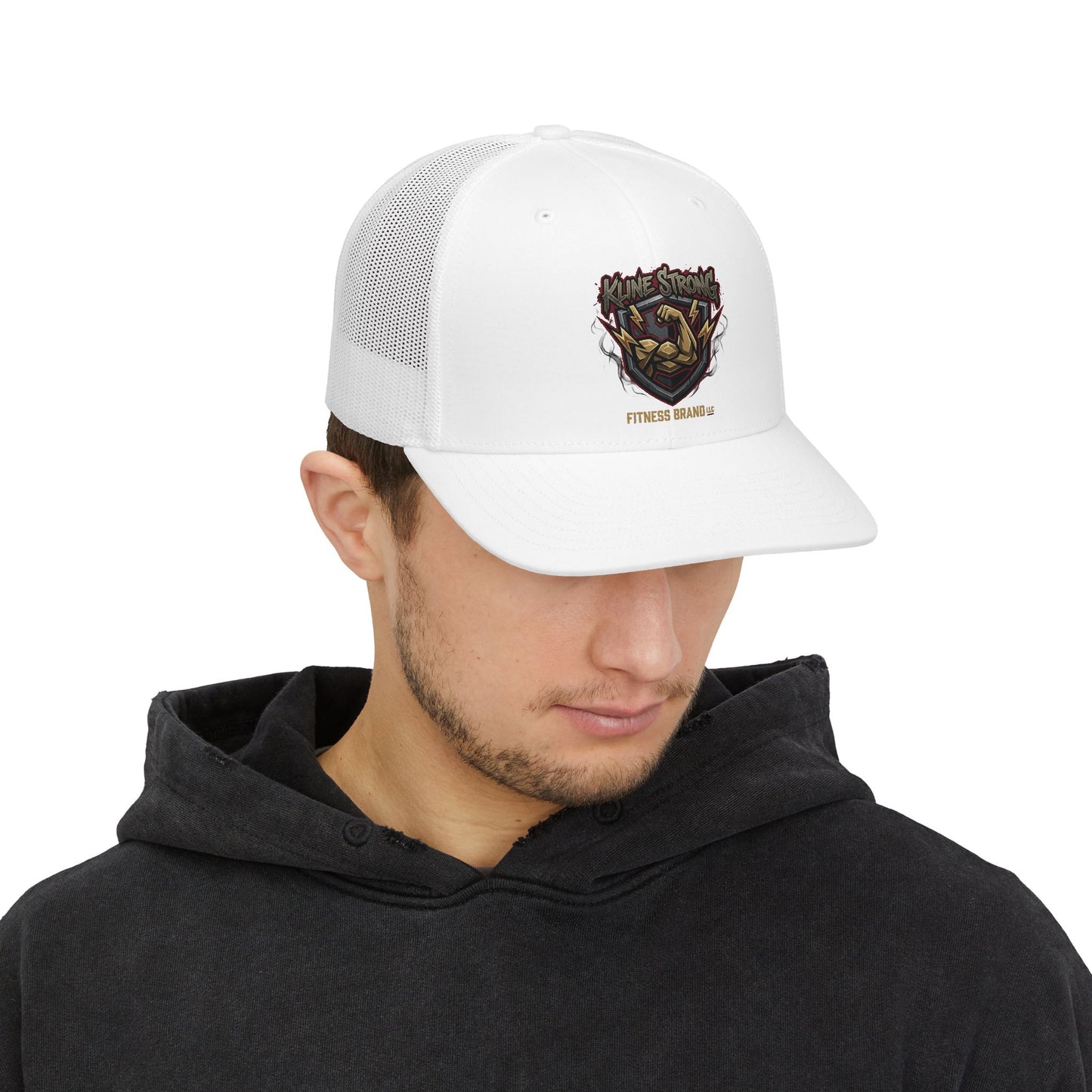 Vintage Muscle Trucker Cap — "Stay Strong" Fitness Snapback