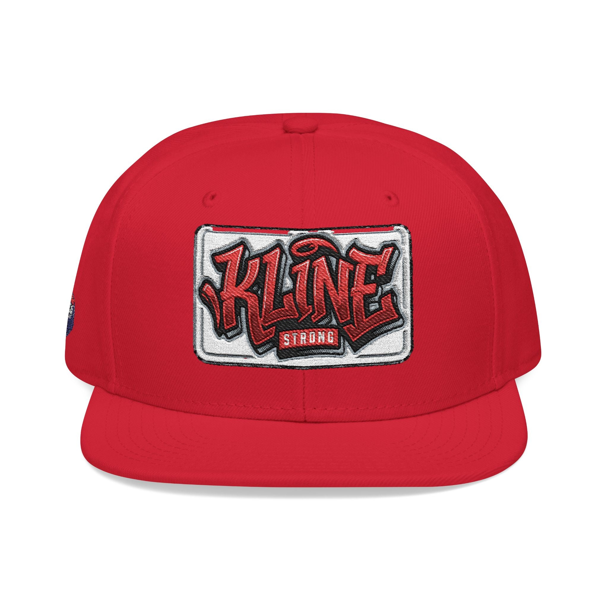 Embroidered Street Patch Snapback Hat — Red Graffiti Logo