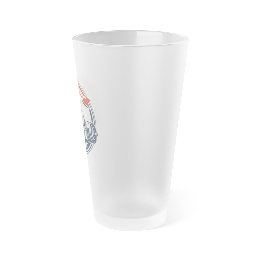 Frosted Pint Glass – "Lift for All Ages" Weightlifting 16oz Beer Glass