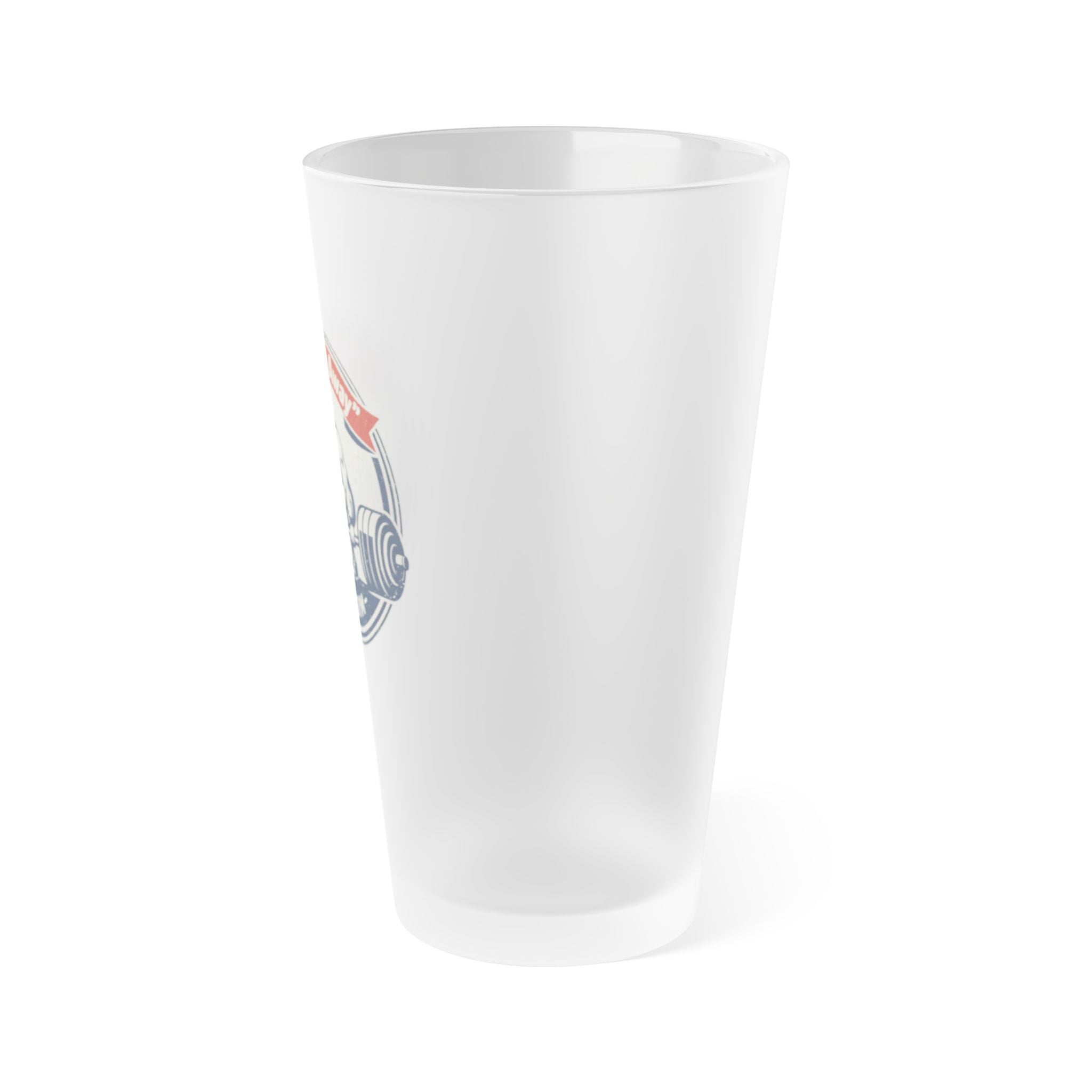 Frosted Pint Glass – "Lift for All Ages" Weightlifting 16oz Beer Glass