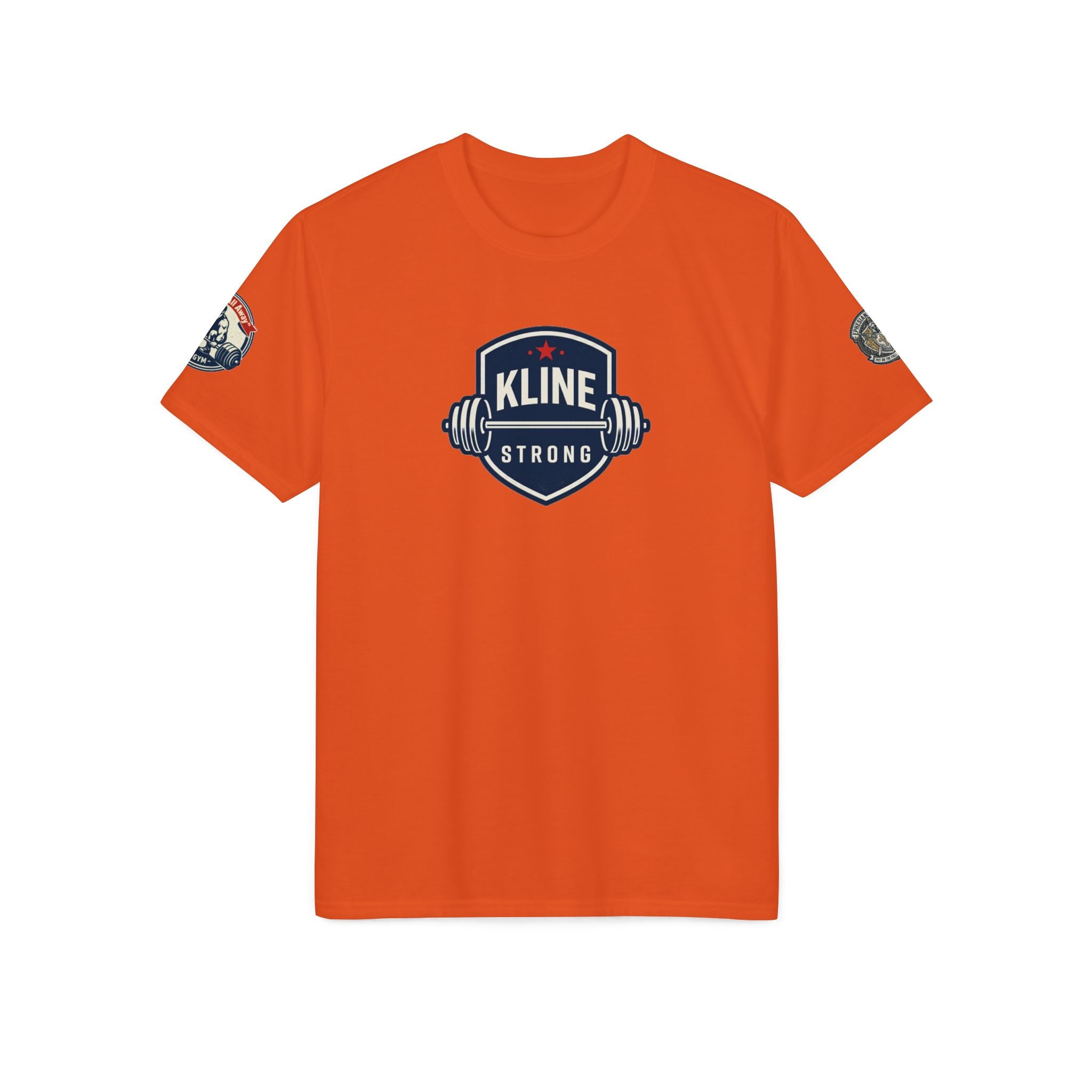 Performance T-Shirt — "Kline Strong" Fitness Tee with Motivational Back Patch: "The Hardest Struggles Come Before The Biggest Blessings"
