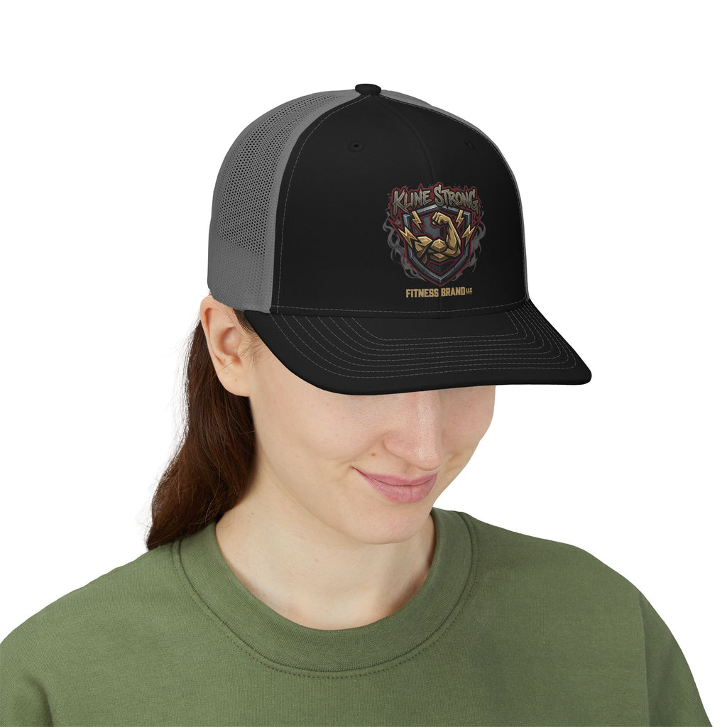 Vintage Muscle Trucker Cap — "Stay Strong" Fitness Snapback