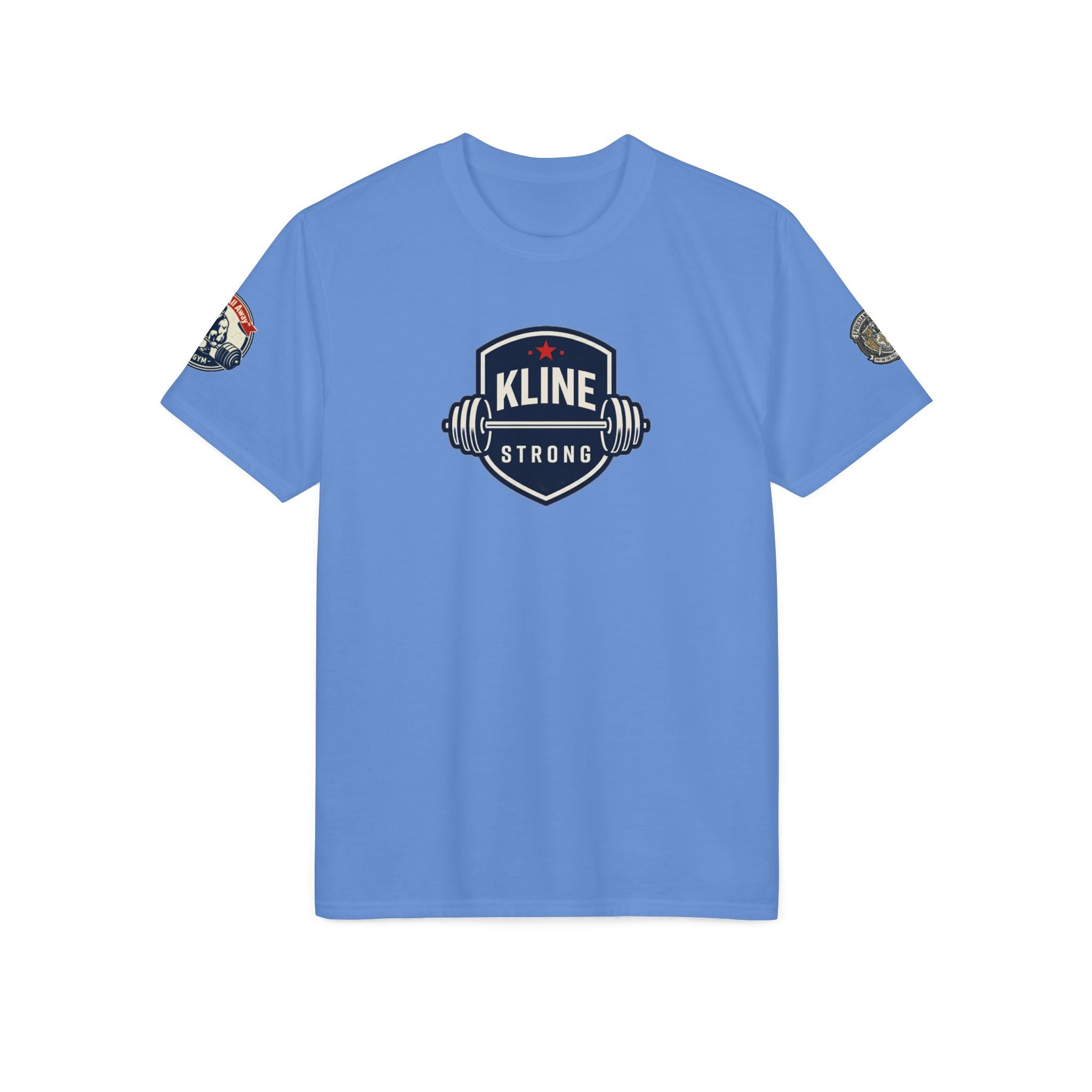 Performance T-Shirt — "Kline Strong" Fitness Tee with Motivational Back Patch: "The Hardest Struggles Come Before The Biggest Blessings"