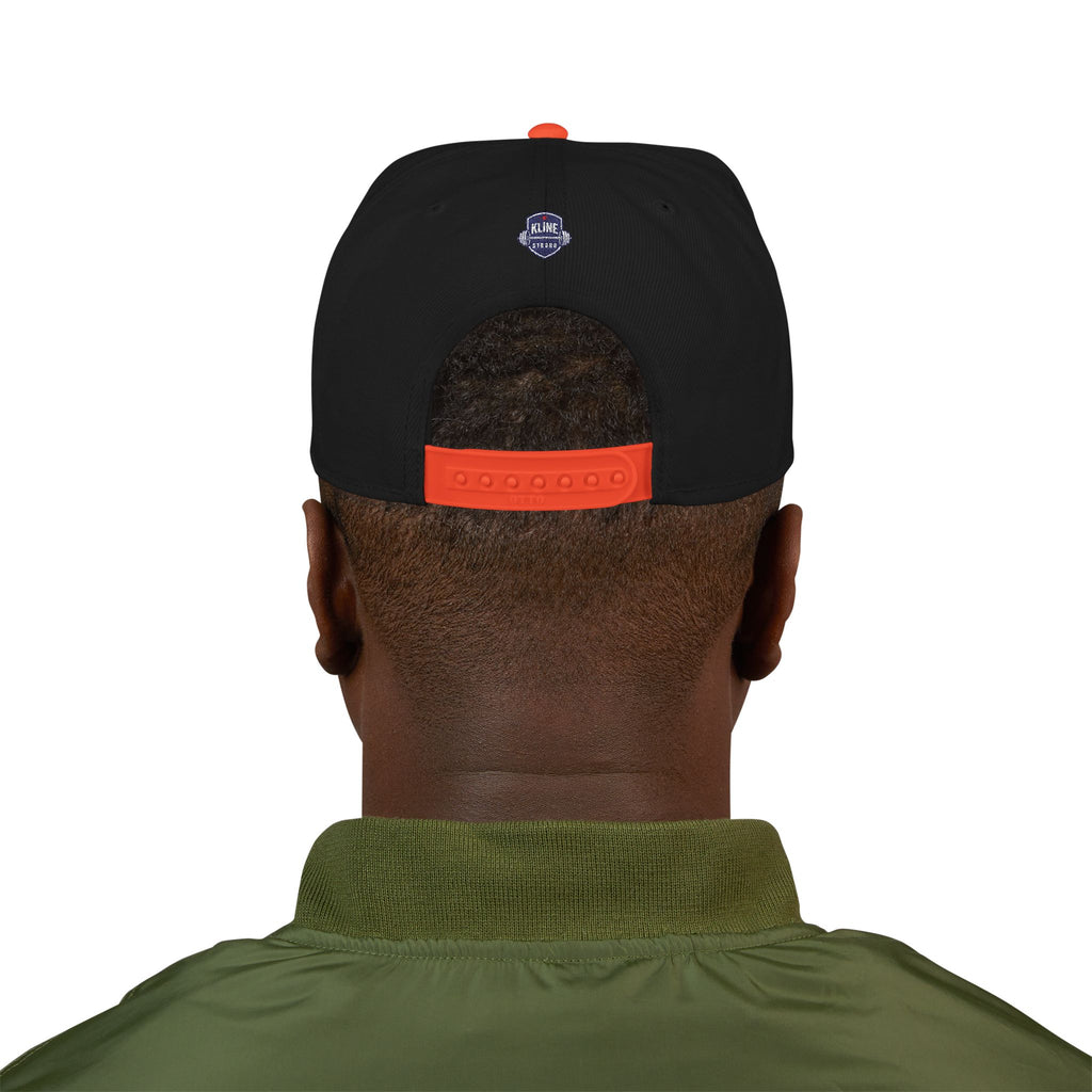 Embroidered Street Patch Snapback Hat — Red Graffiti Logo