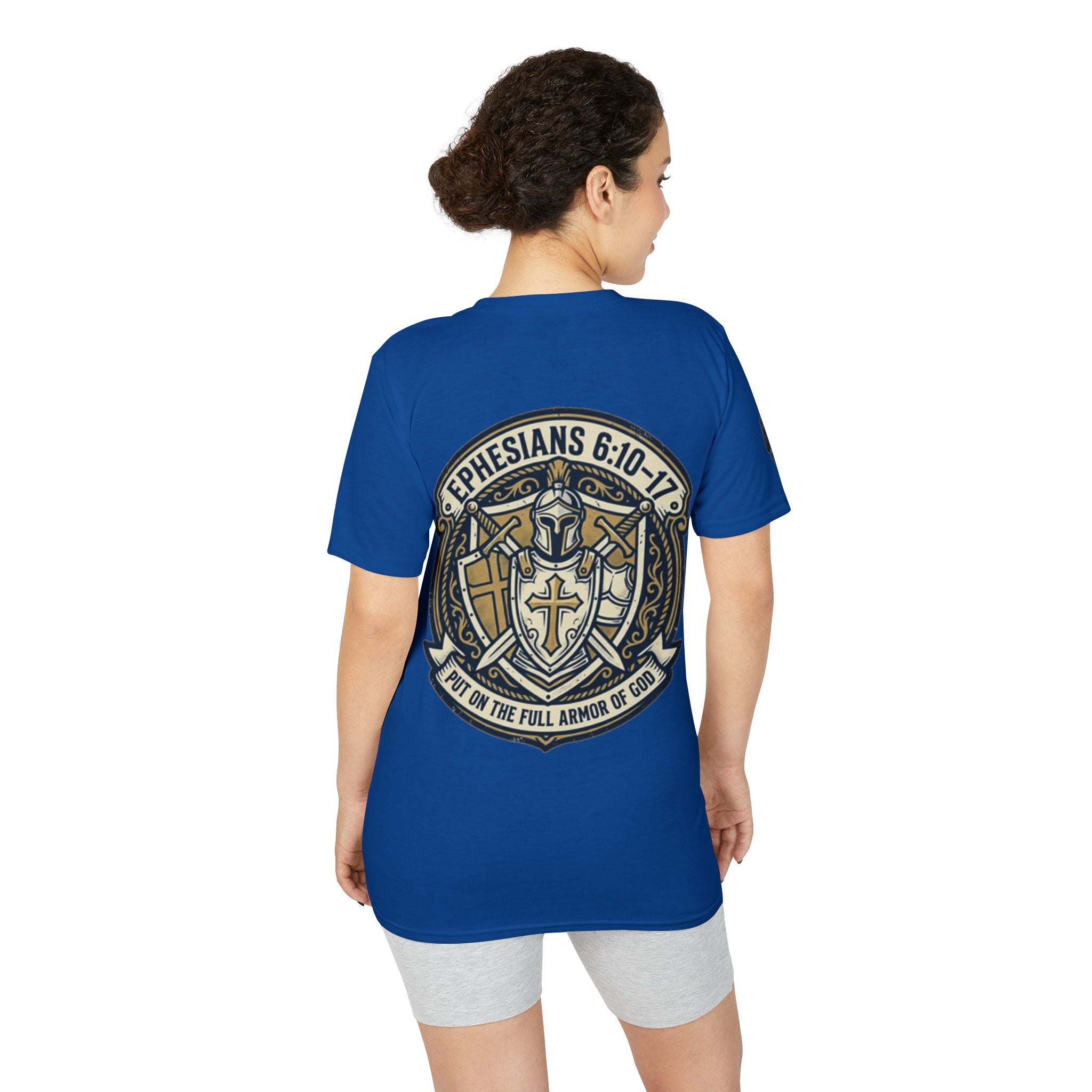 Christian Gym T-Shirt — "Lift It All Anyway" / Ephesians 6:10–17 Armor of God Fitness Tee