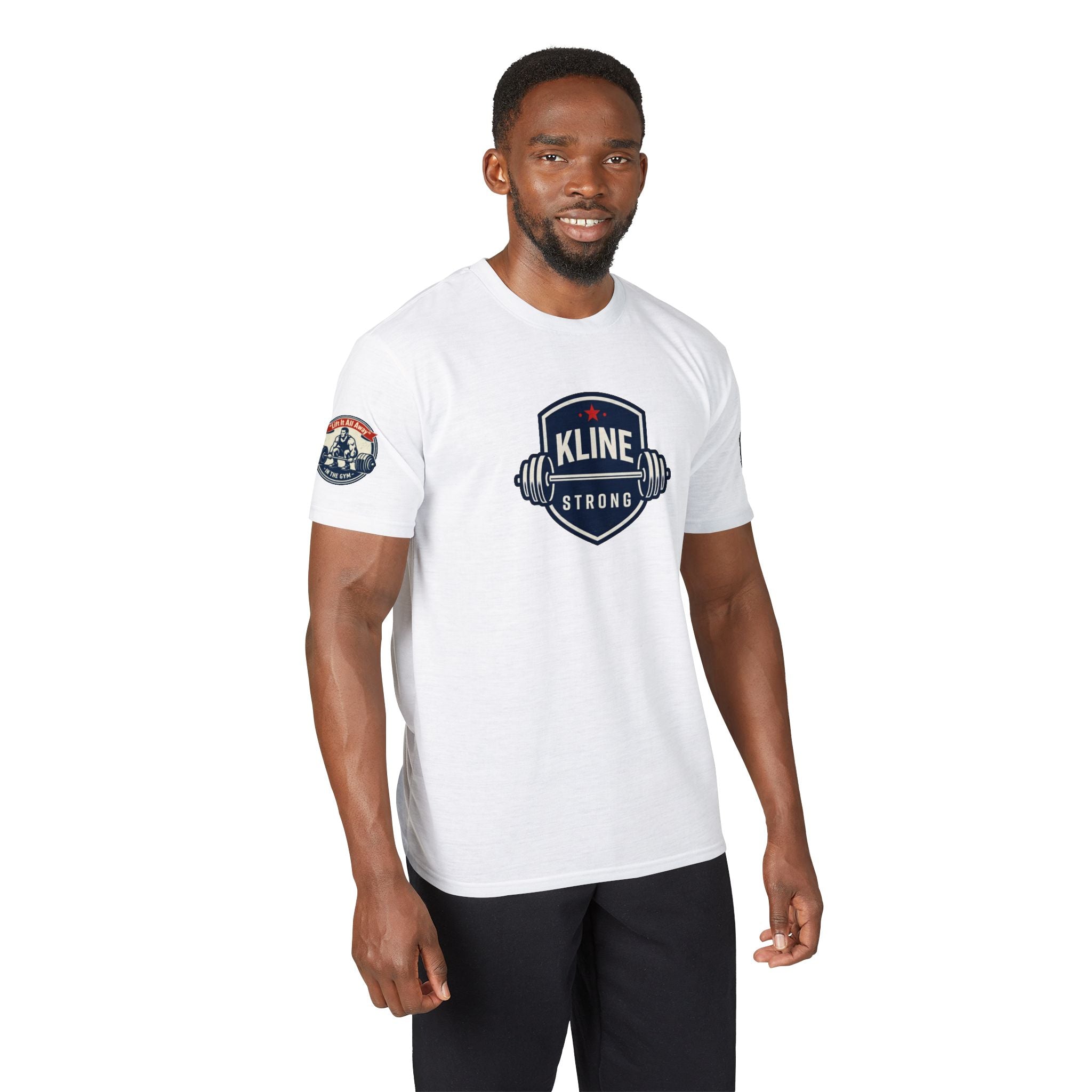 Performance T-Shirt — "Kline Strong" Fitness Tee with Motivational Back Patch: "The Hardest Struggles Come Before The Biggest Blessings"
