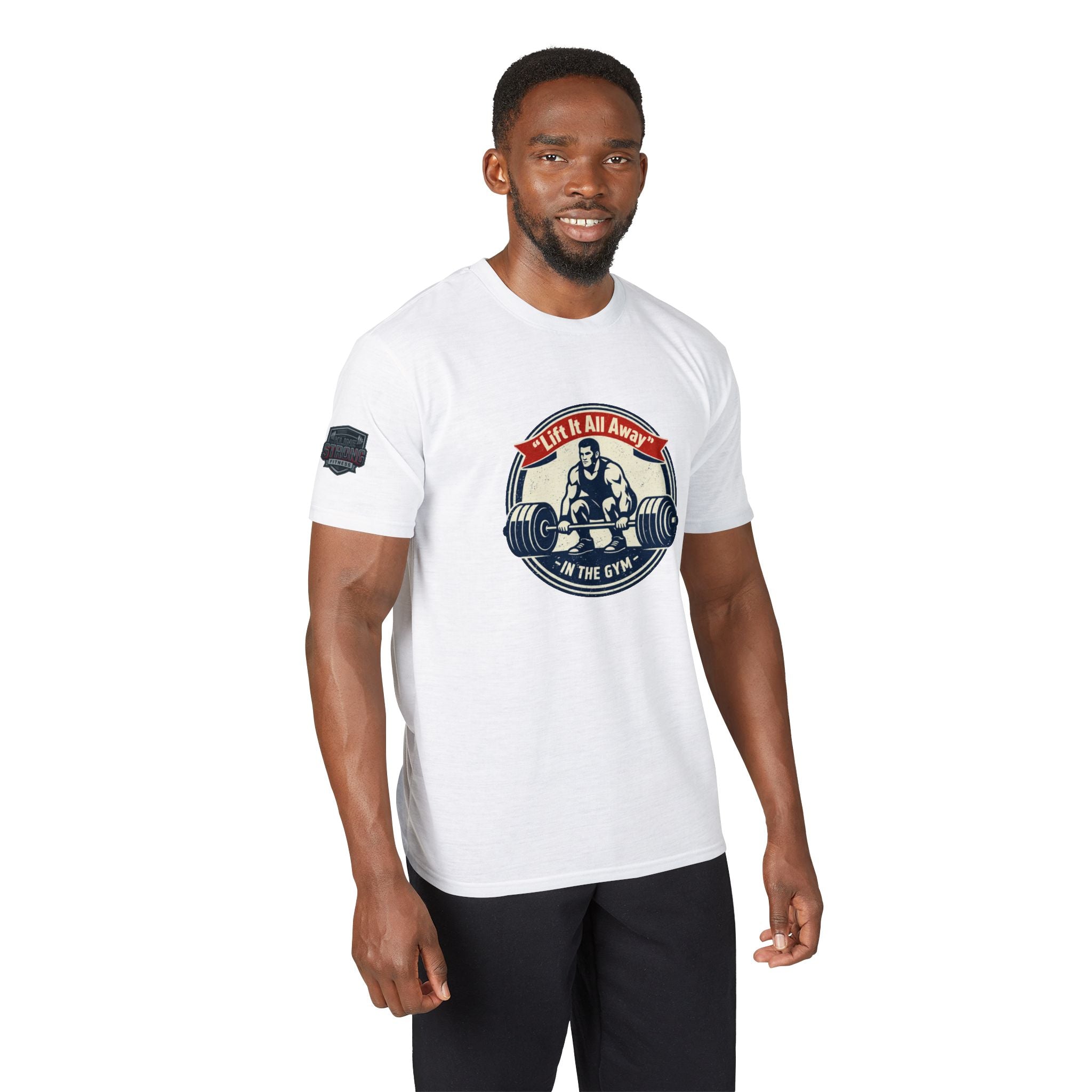 Christian Gym T-Shirt — "Lift It All Anyway" / Ephesians 6:10–17 Armor of God Fitness Tee