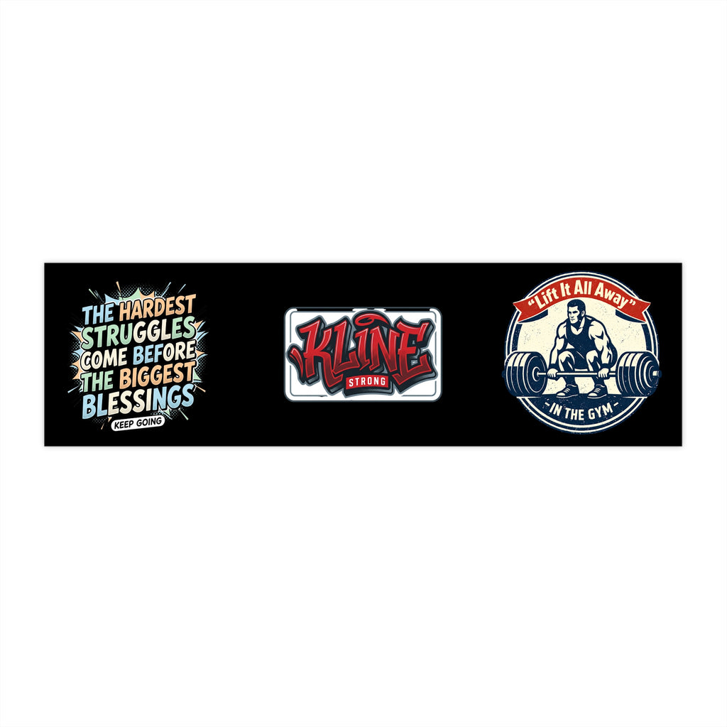Fitness Motivational Bumper Stickers Pack — 'Keep Going', Kline Logo & 'Lift It All Away' Gym Decals