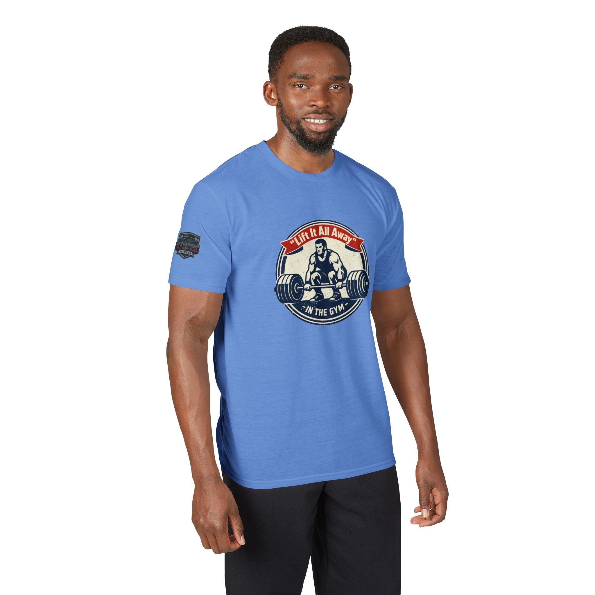 Christian Gym T-Shirt — "Lift It All Anyway" / Ephesians 6:10–17 Armor of God Fitness Tee