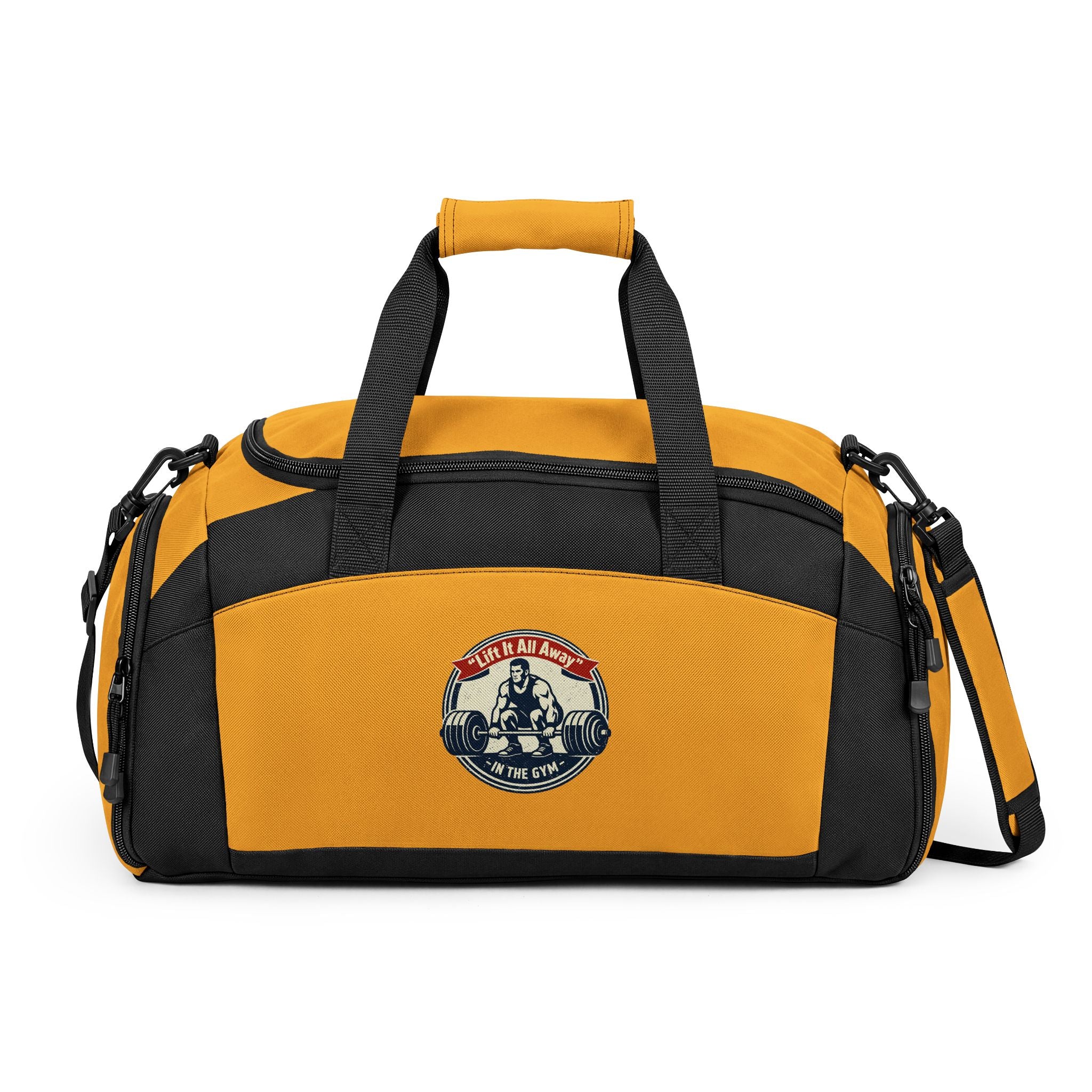 Classic Canvas Gym Bag with Vintage Motorcycle Patch