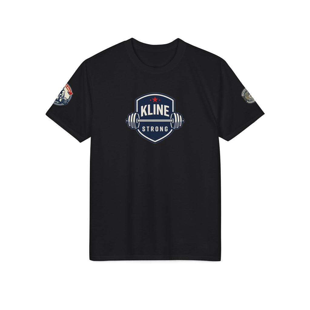 Performance T-Shirt — "Kline Strong" Fitness Tee with Motivational Back Patch: "The Hardest Struggles Come Before The Biggest Blessings"