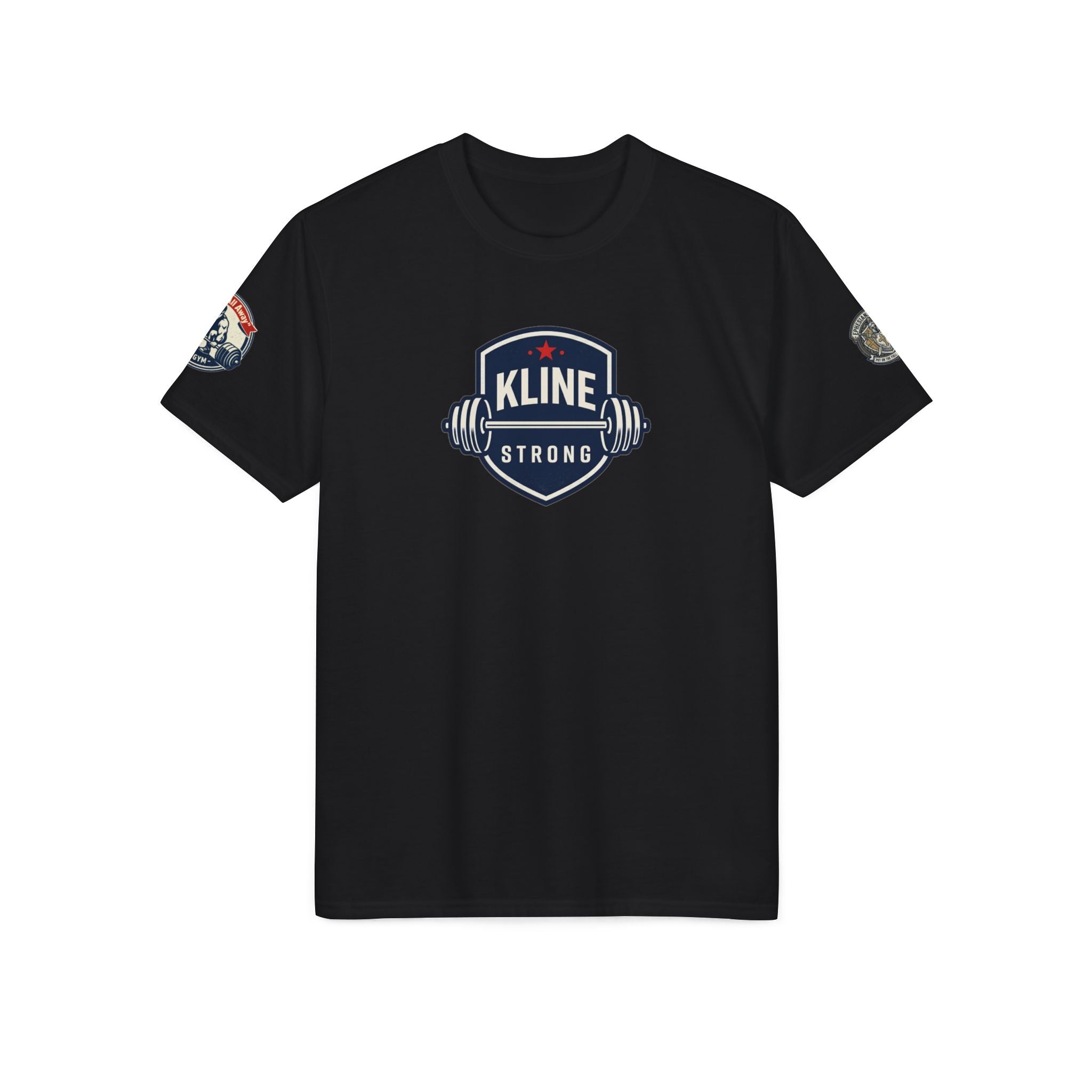 Performance T-Shirt — "Kline Strong" Fitness Tee with Motivational Back Patch: "The Hardest Struggles Come Before The Biggest Blessings"