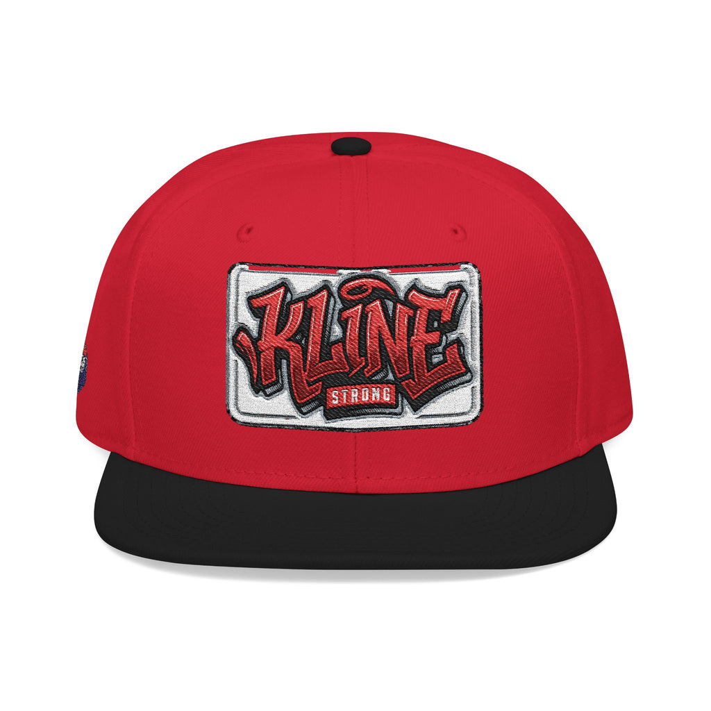 Embroidered Street Patch Snapback Hat — Red Graffiti Logo
