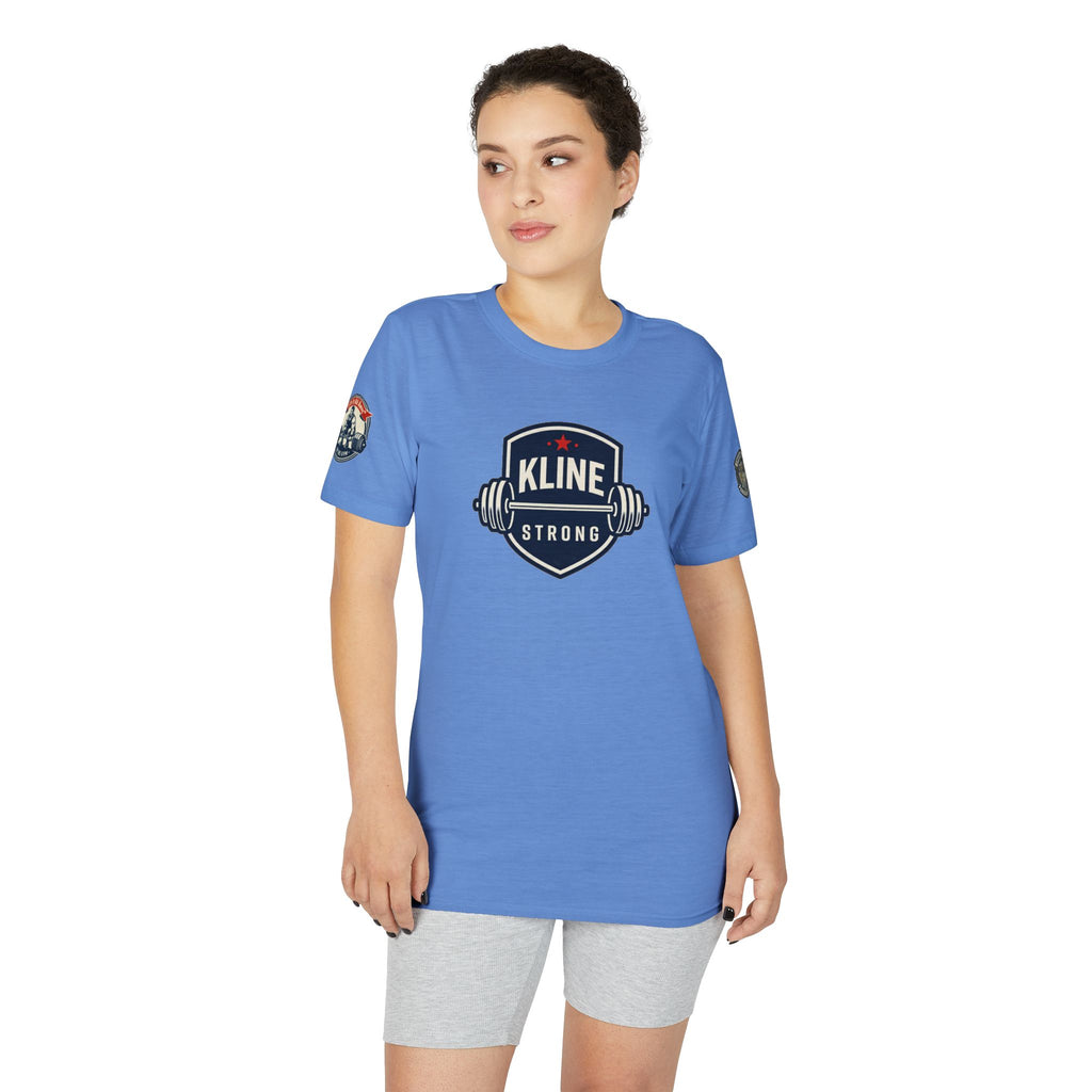 Performance T-Shirt — "Kline Strong" Fitness Tee with Motivational Back Patch: "The Hardest Struggles Come Before The Biggest Blessings"