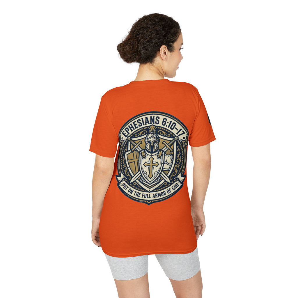Christian Gym T-Shirt — "Lift It All Anyway" / Ephesians 6:10–17 Armor of God Fitness Tee