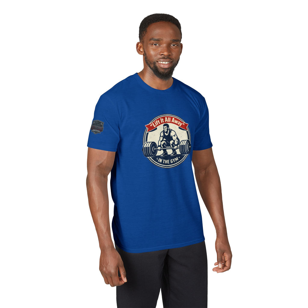 Christian Gym T-Shirt — "Lift It All Anyway" / Ephesians 6:10–17 Armor of God Fitness Tee