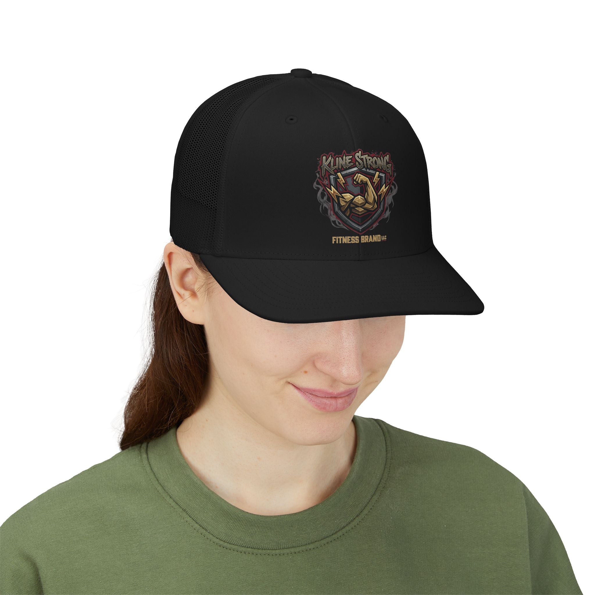 Vintage Muscle Trucker Cap — "Stay Strong" Fitness Snapback