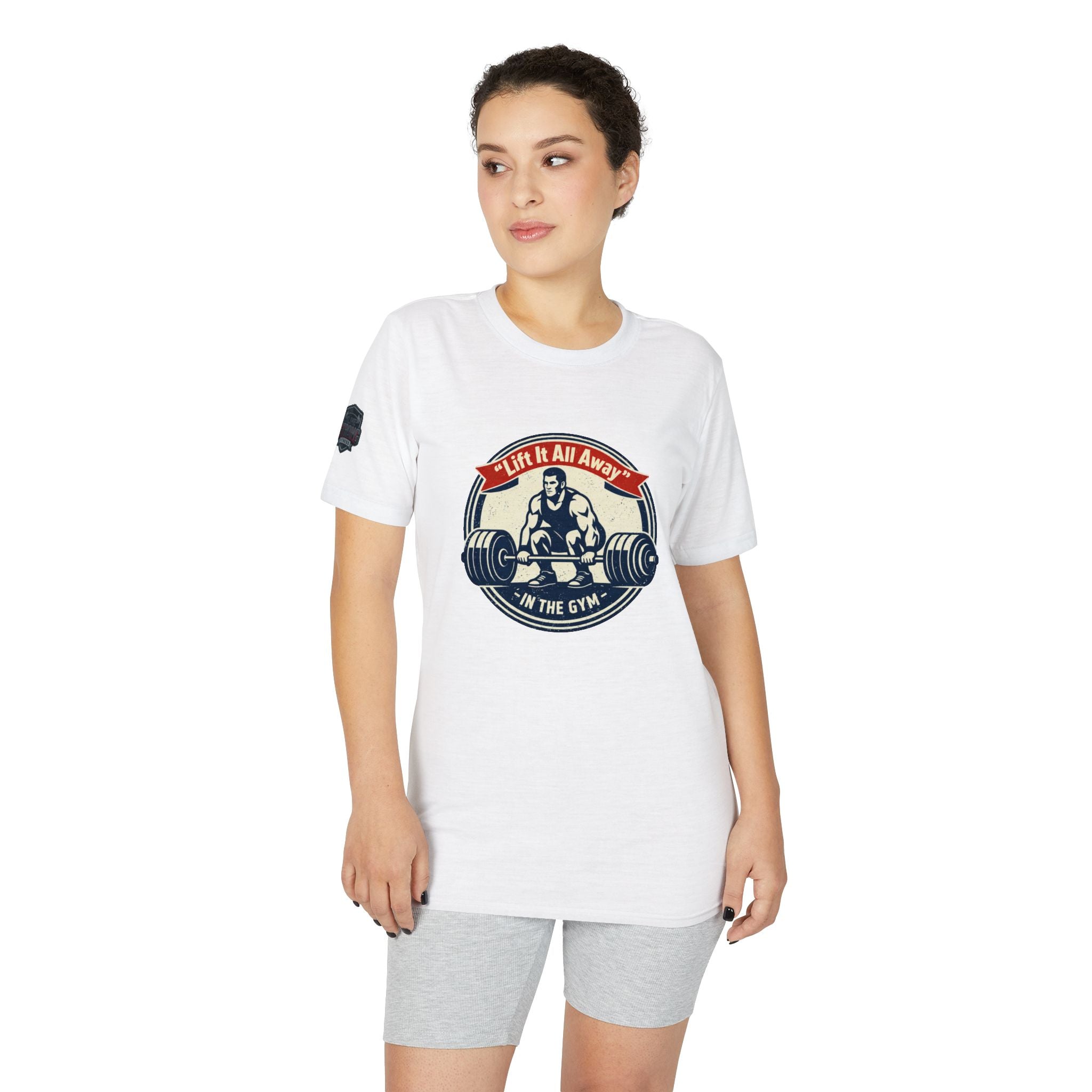 Christian Gym T-Shirt — "Lift It All Anyway" / Ephesians 6:10–17 Armor of God Fitness Tee