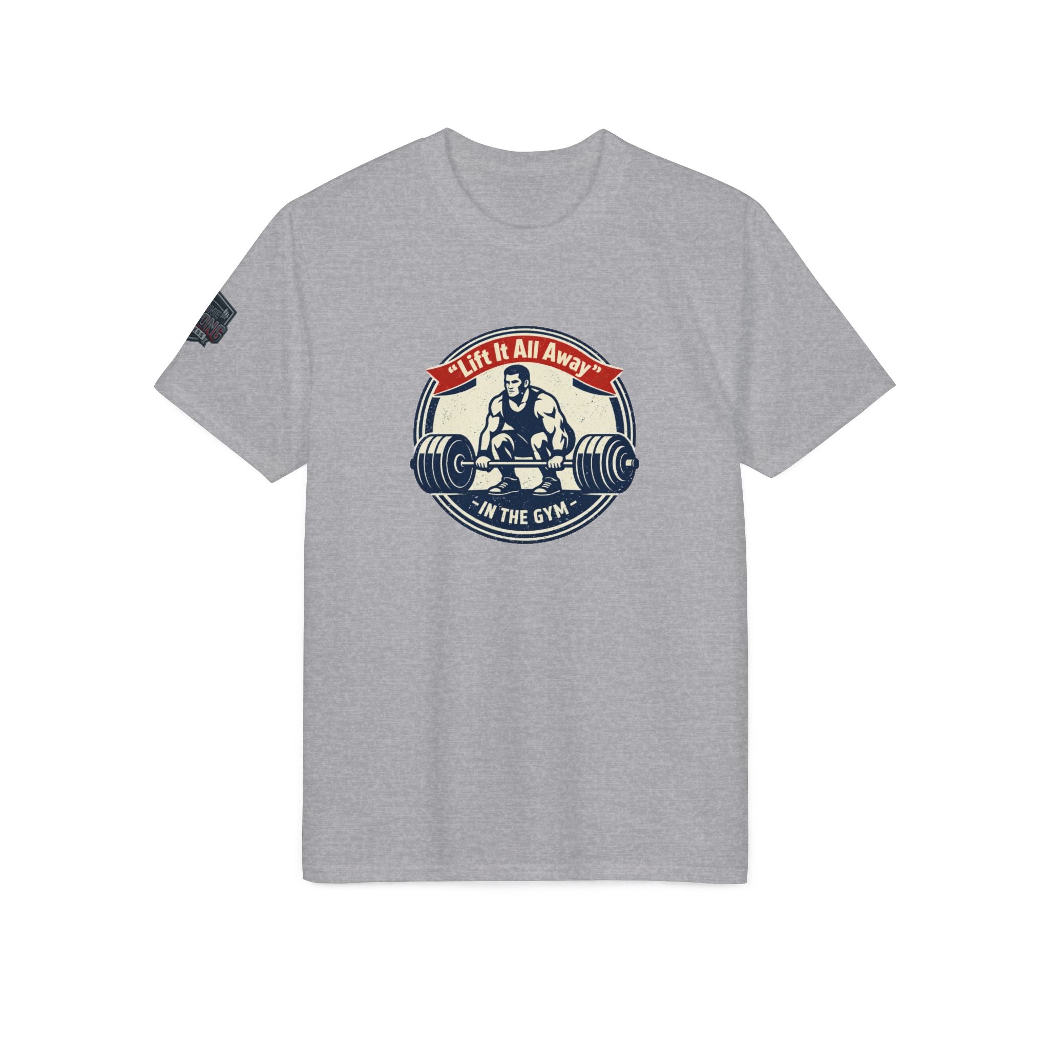 Christian Gym T-Shirt — "Lift It All Anyway" / Ephesians 6:10–17 Armor of God Fitness Tee