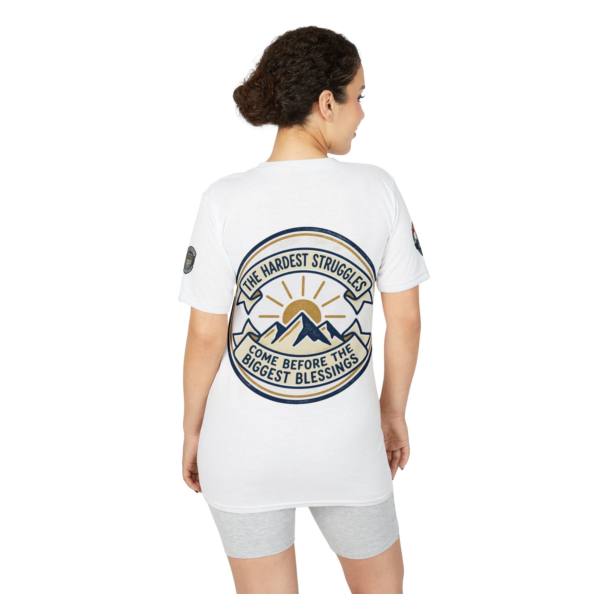 Performance T-Shirt — "Kline Strong" Fitness Tee with Motivational Back Patch: "The Hardest Struggles Come Before The Biggest Blessings"