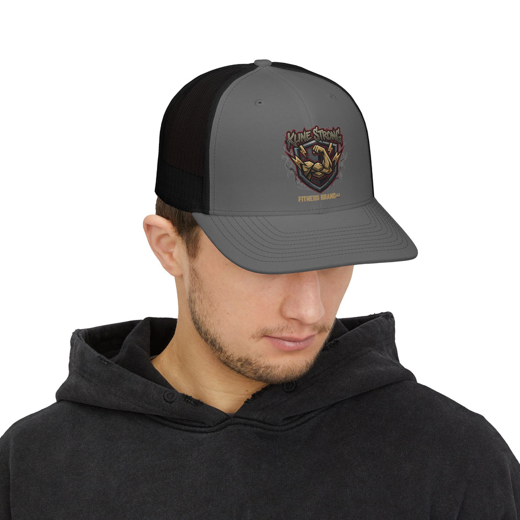 Vintage Muscle Trucker Cap — "Stay Strong" Fitness Snapback