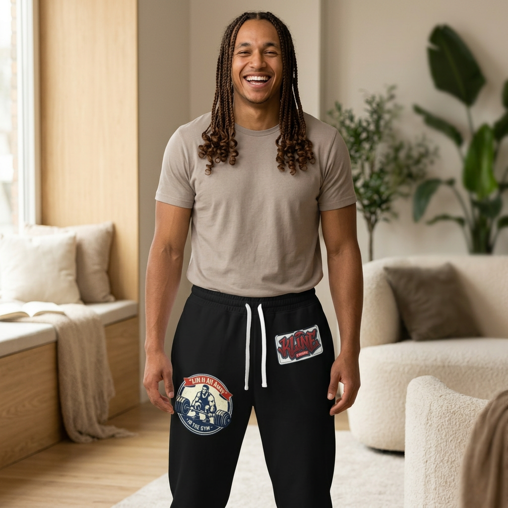 Gym Vintage Patch Joggers — "Lift If Any Doubt" Athletic Sweatpants