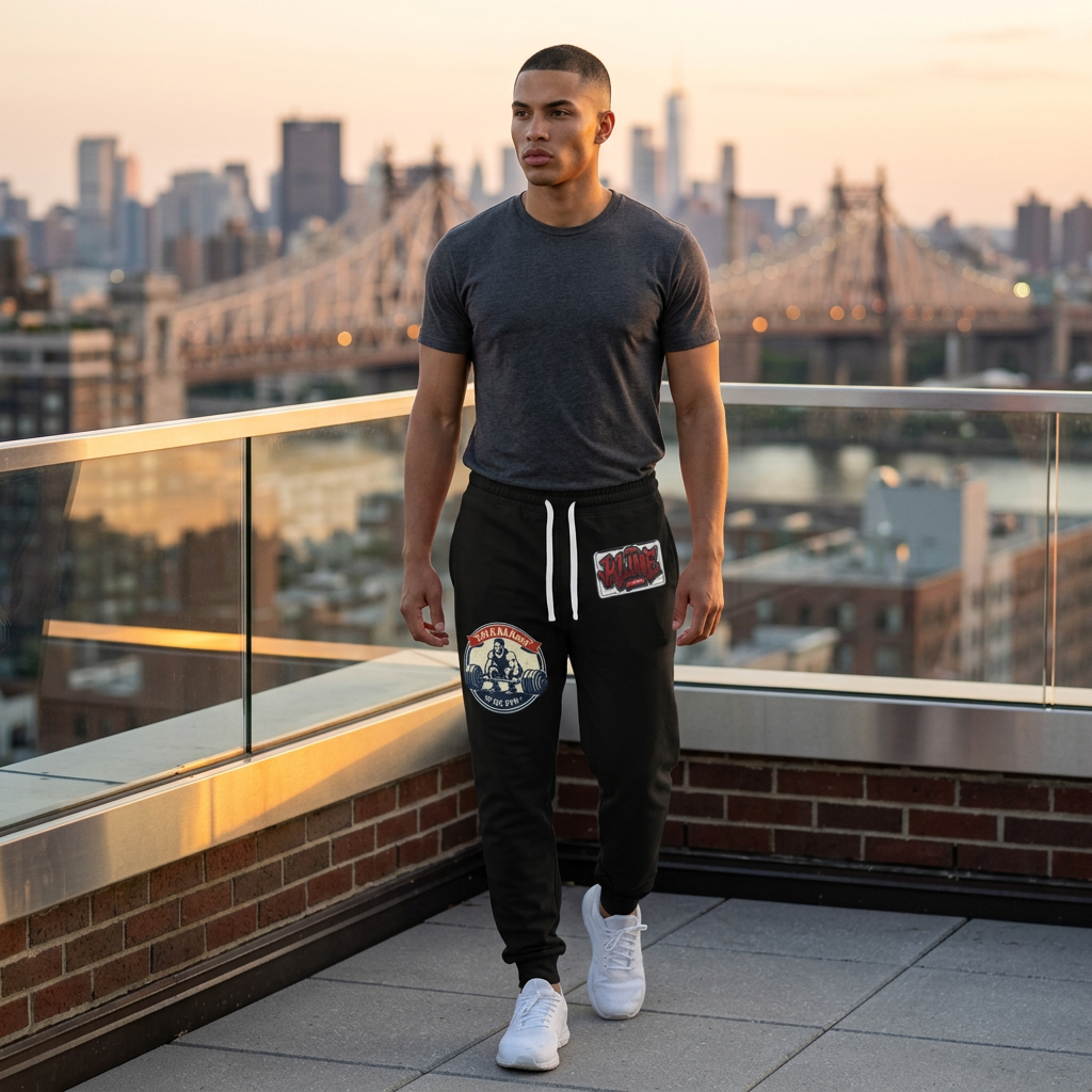 Gym Vintage Patch Joggers — "Lift If Any Doubt" Athletic Sweatpants