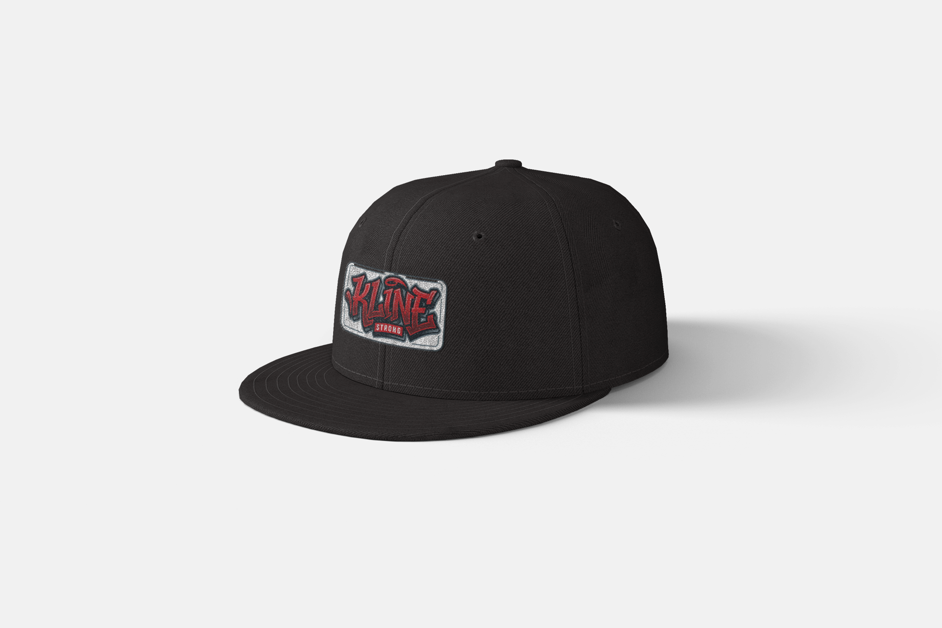 Embroidered Street Patch Snapback Hat — Red Graffiti Logo