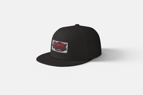 Embroidered Street Patch Snapback Hat — Red Graffiti Logo
