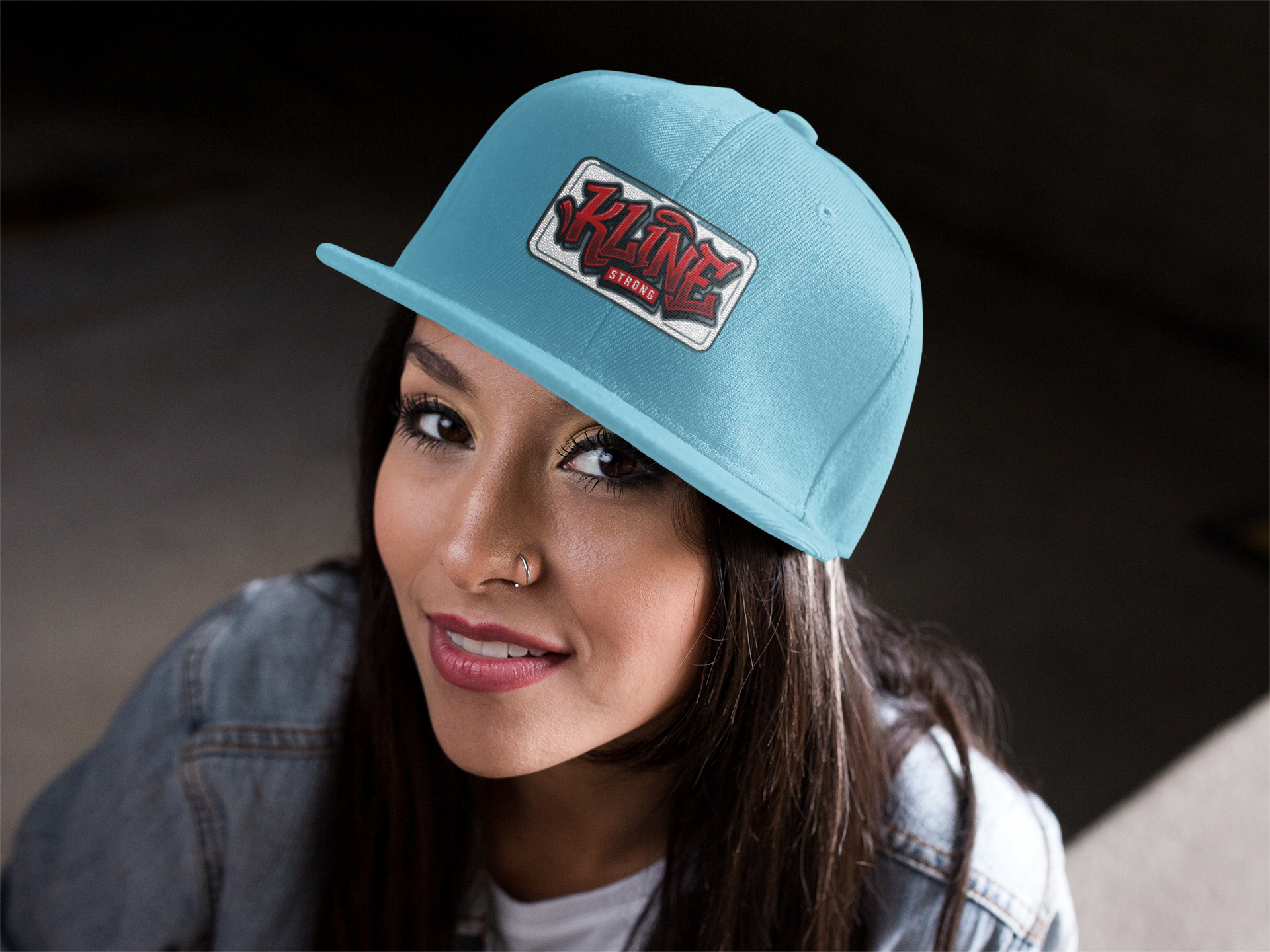 Embroidered Street Patch Snapback Hat — Red Graffiti Logo