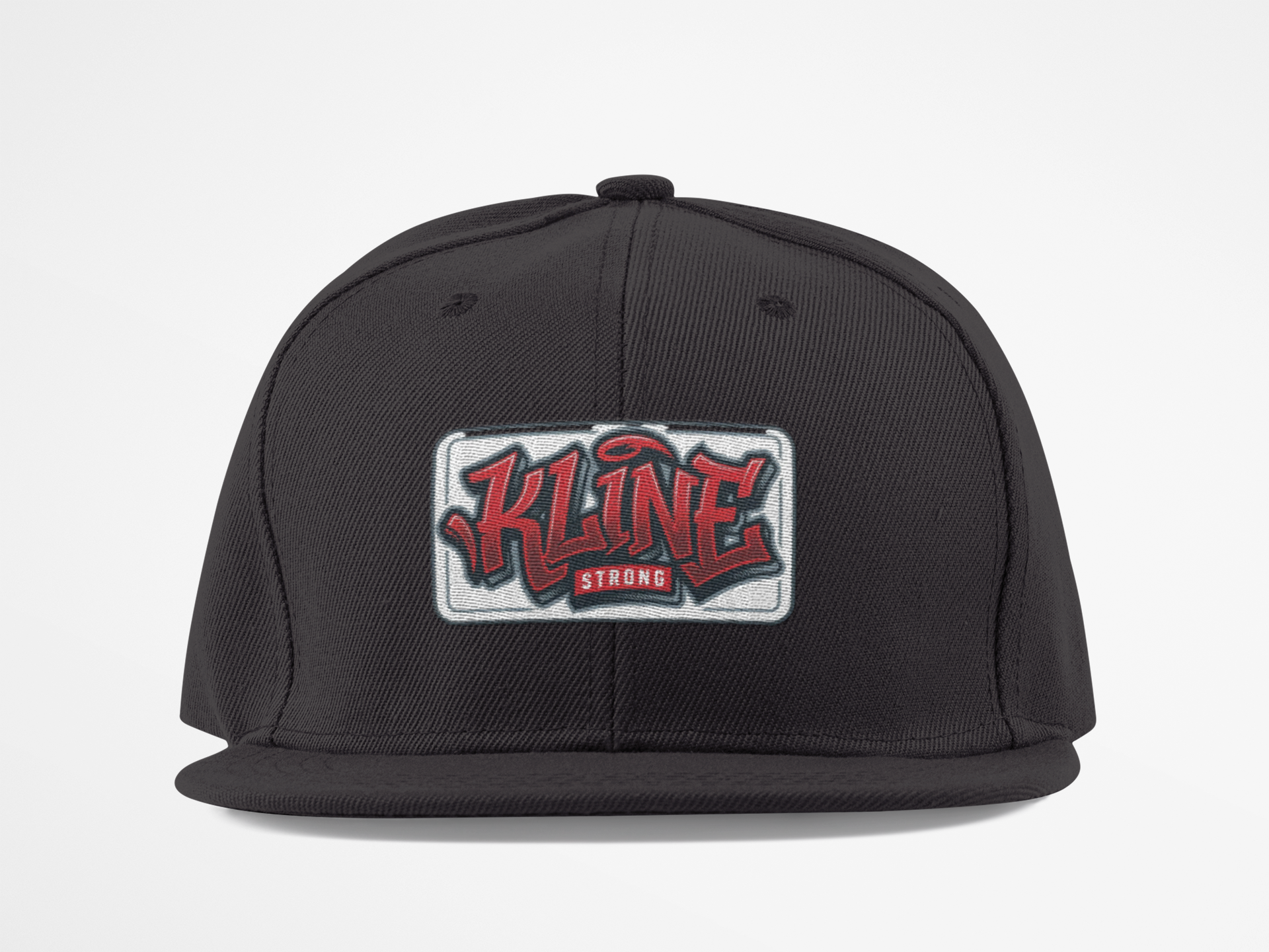 Embroidered Street Patch Snapback Hat — Red Graffiti Logo
