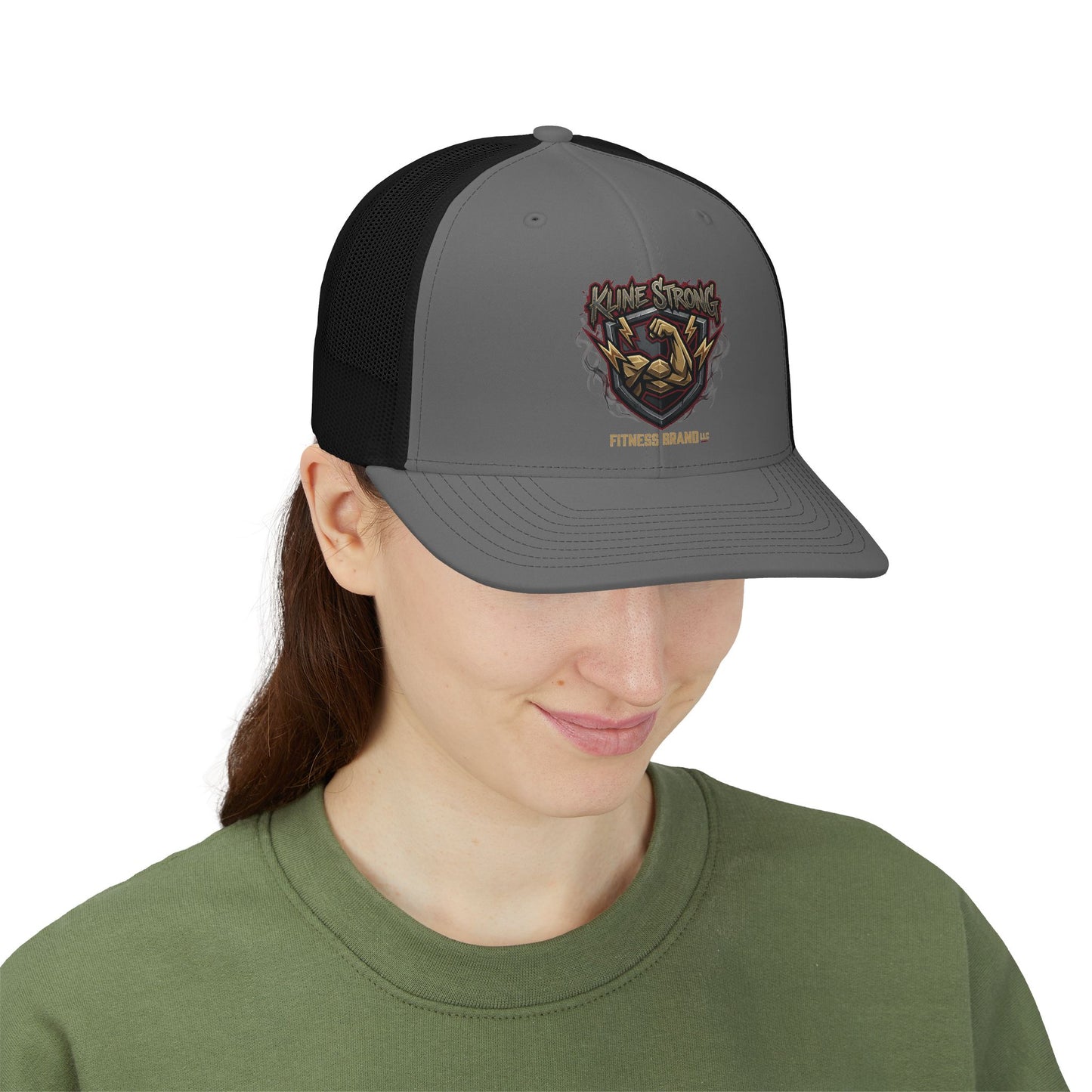 Vintage Muscle Trucker Cap — "Stay Strong" Fitness Snapback
