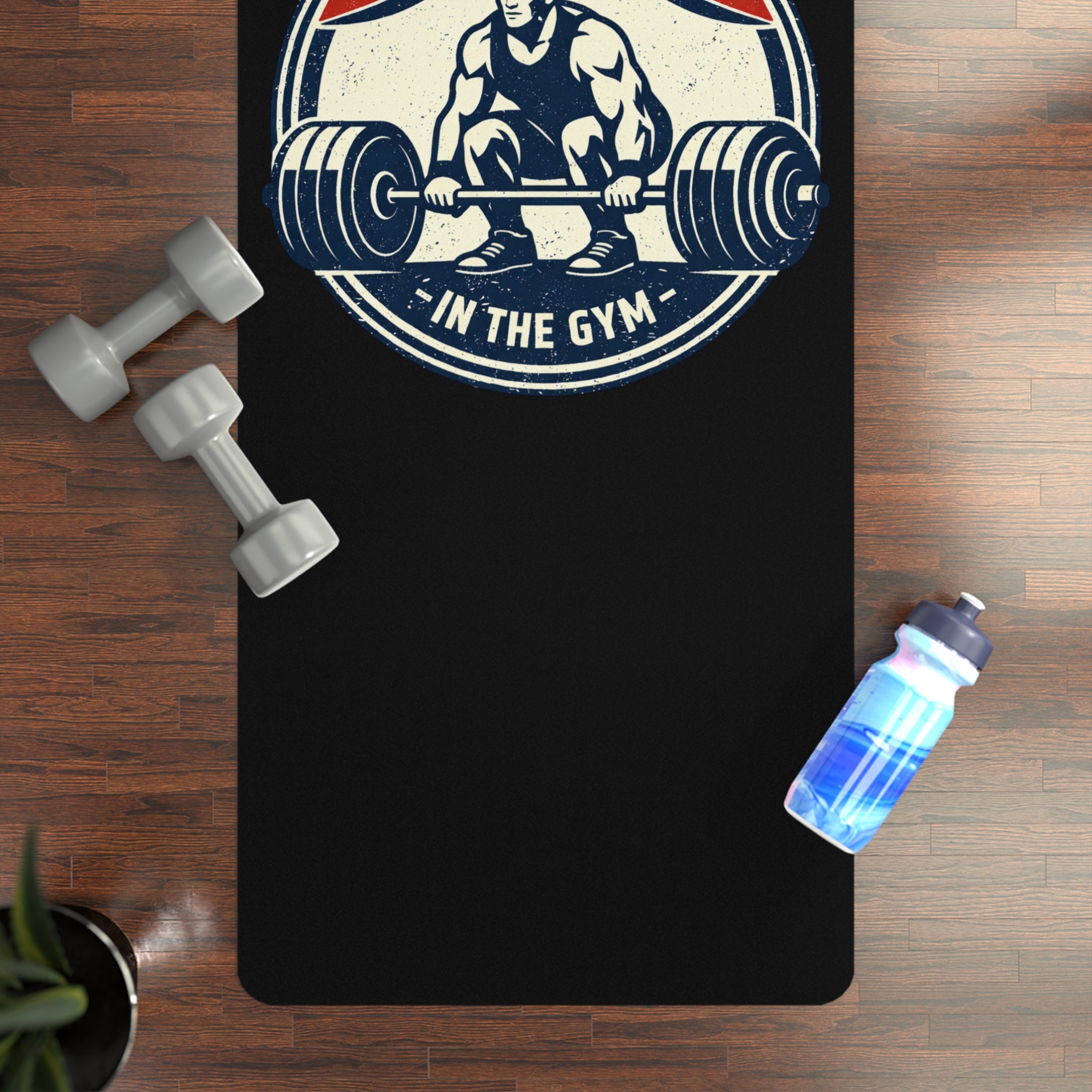 Gym Rubber Yoga Mat — "Lift It All Away" Weightlifting Design