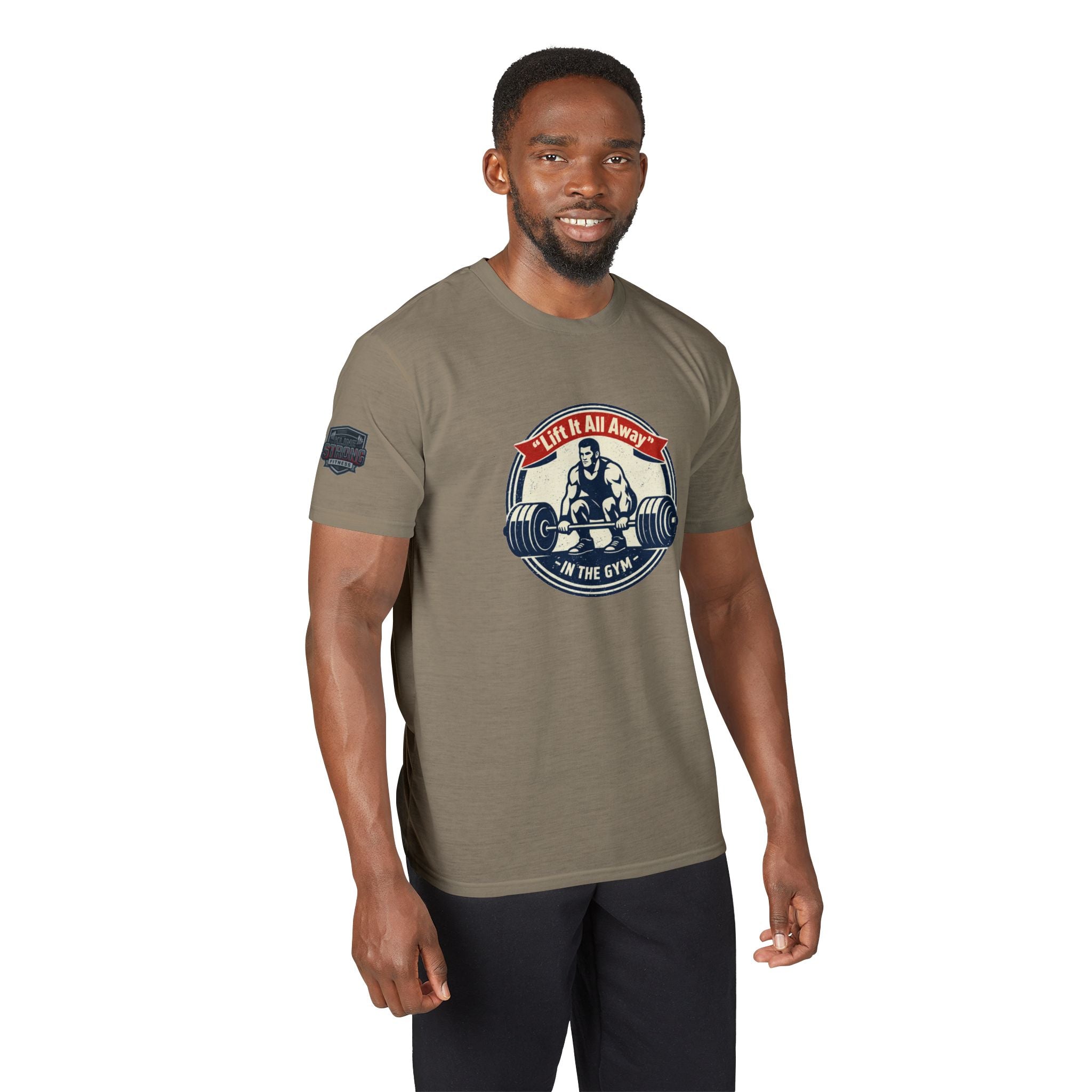 Christian Gym T-Shirt — "Lift It All Anyway" / Ephesians 6:10–17 Armor of God Fitness Tee