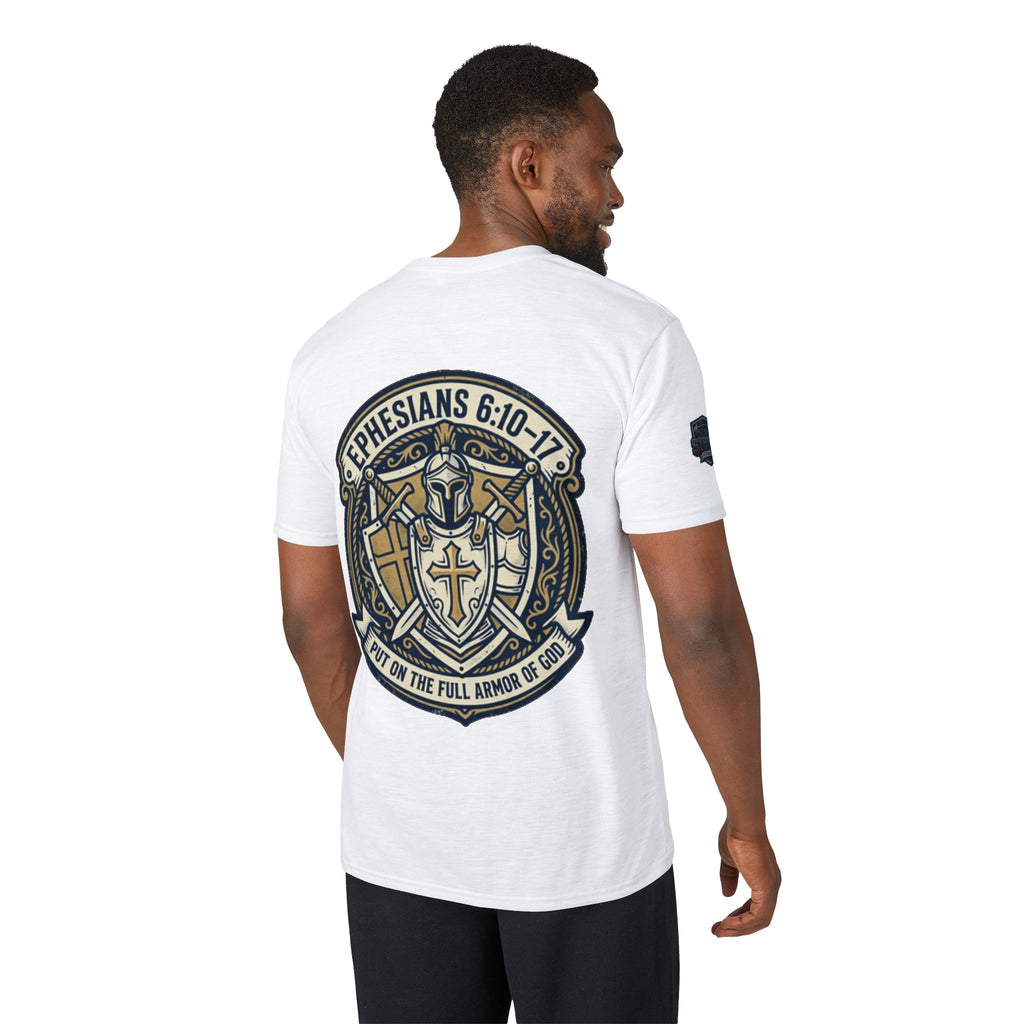 Christian Gym T-Shirt — "Lift It All Anyway" / Ephesians 6:10–17 Armor of God Fitness Tee