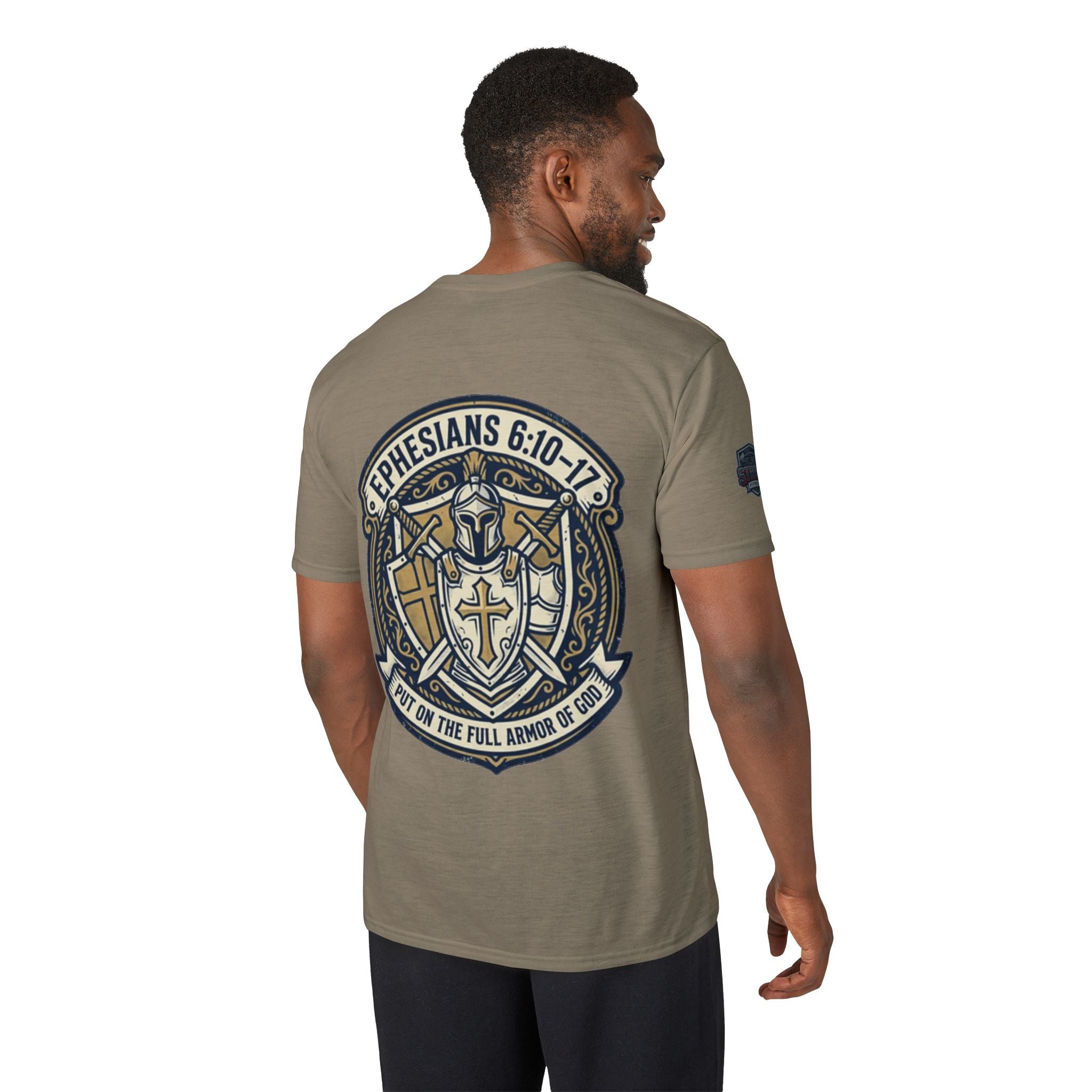 Christian Gym T-Shirt — "Lift It All Anyway" / Ephesians 6:10–17 Armor of God Fitness Tee