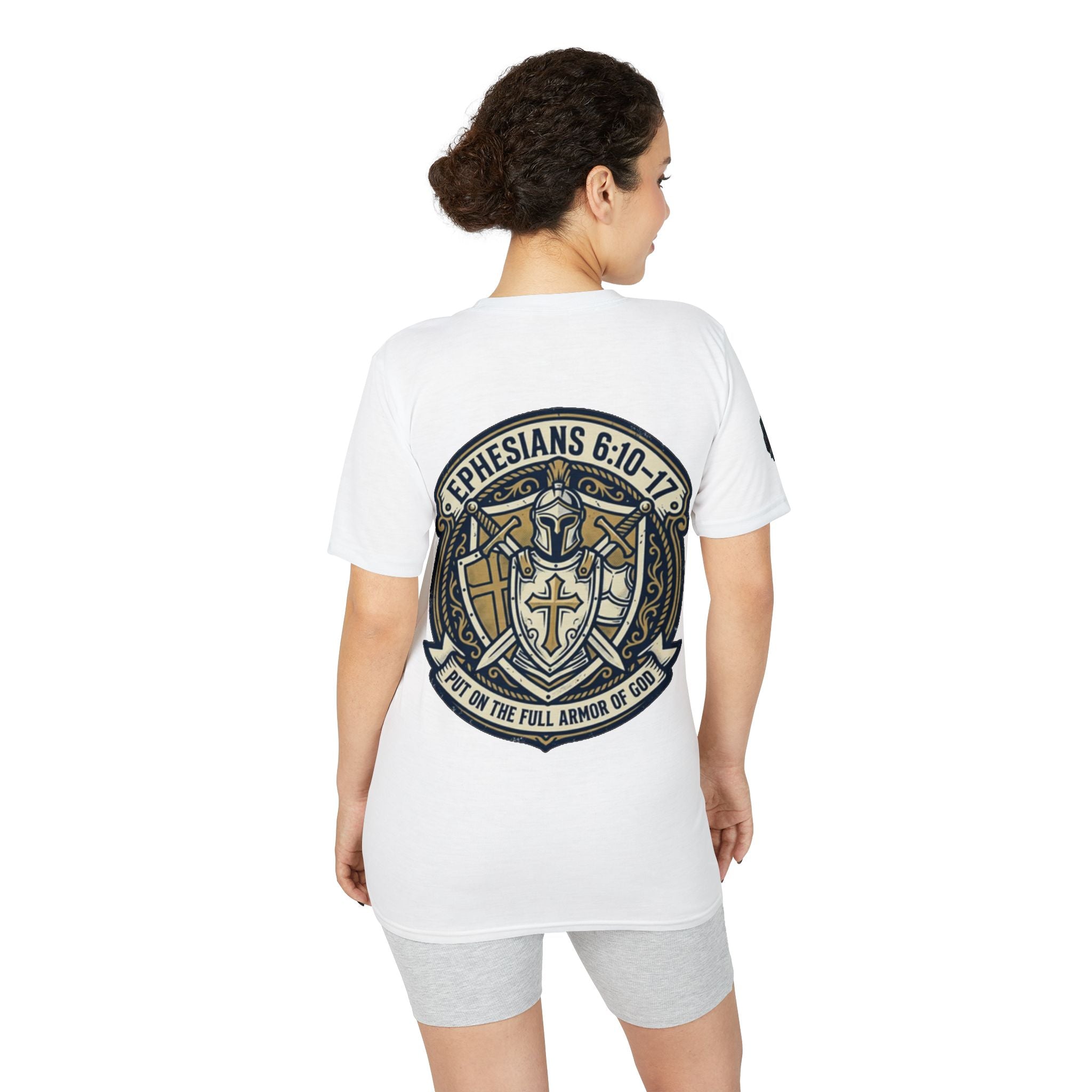 Christian Gym T-Shirt — "Lift It All Anyway" / Ephesians 6:10–17 Armor of God Fitness Tee