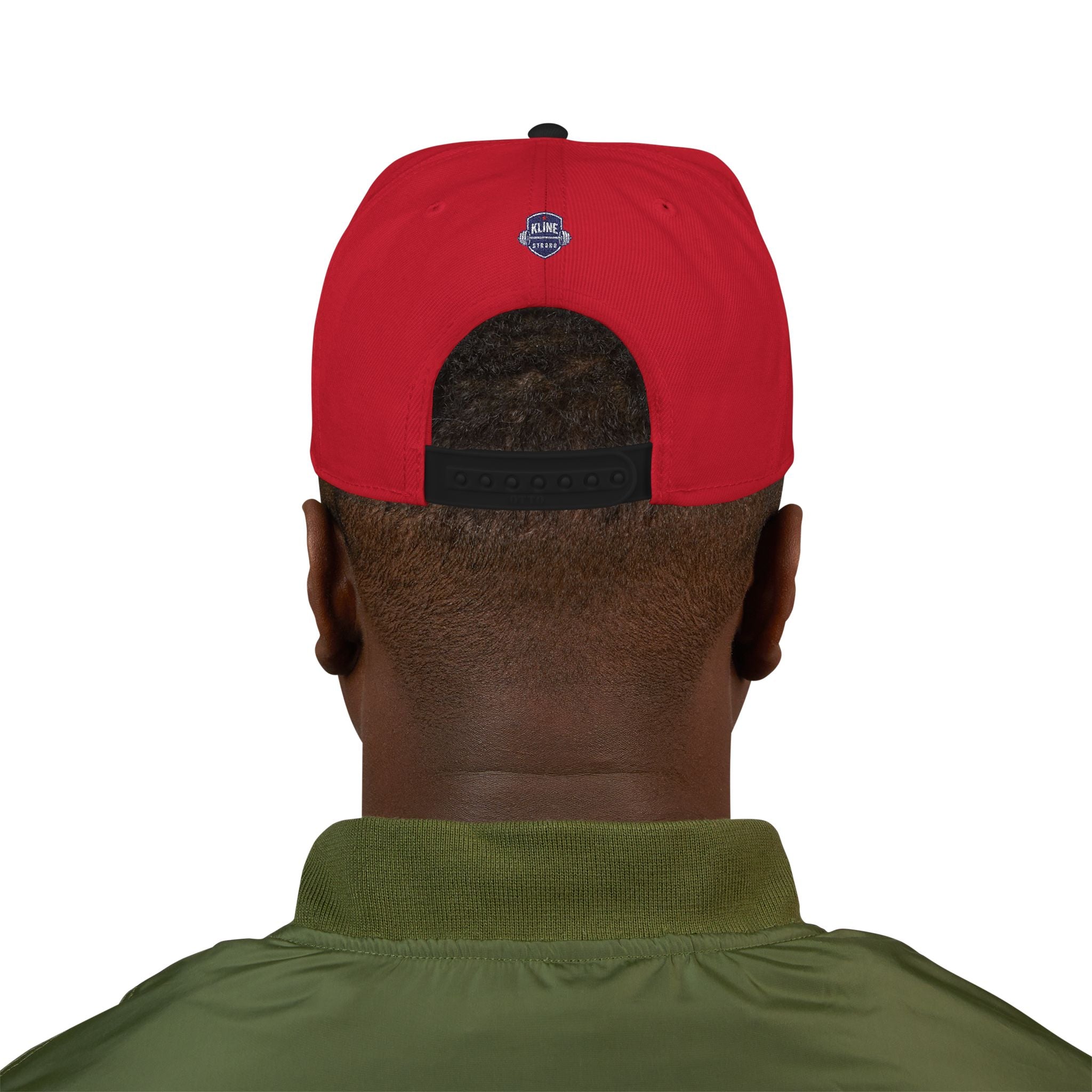 Embroidered Street Patch Snapback Hat — Red Graffiti Logo
