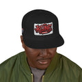 Embroidered Street Patch Snapback Hat — Red Graffiti Logo