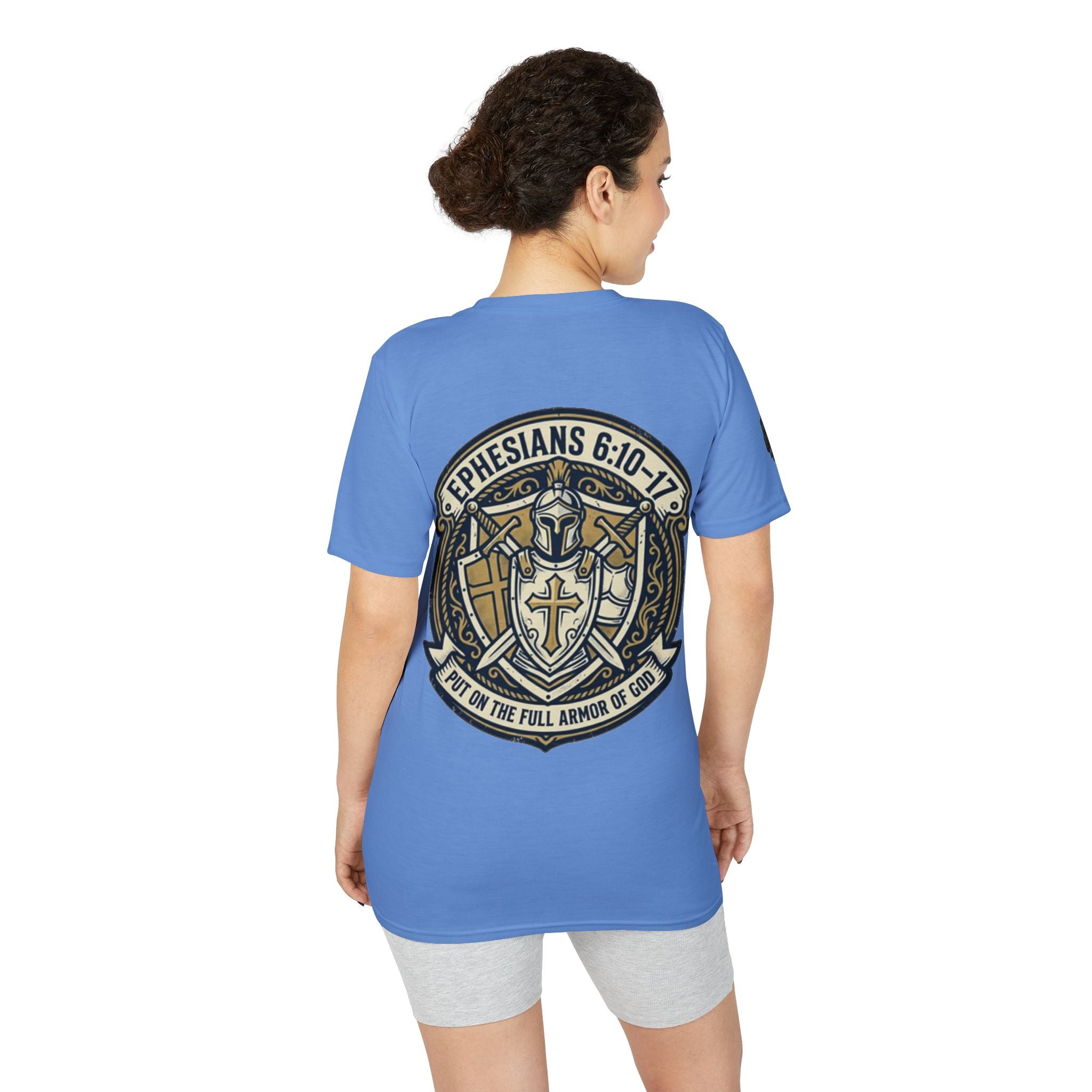 Christian Gym T-Shirt — "Lift It All Anyway" / Ephesians 6:10–17 Armor of God Fitness Tee
